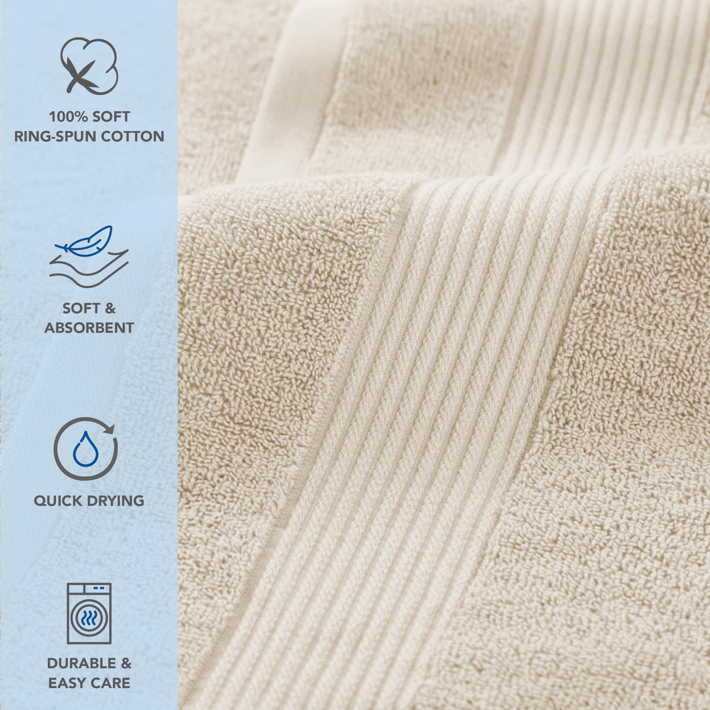 Arkwright - Juego de 6 toallas de baño supersuaves, 100 % algodón, 600 GSM, secado rápido y absorbentes, esenciales de baño de lujo con 2 toallas de ducha, 2 toallas de mano y 2 paños de baño, color