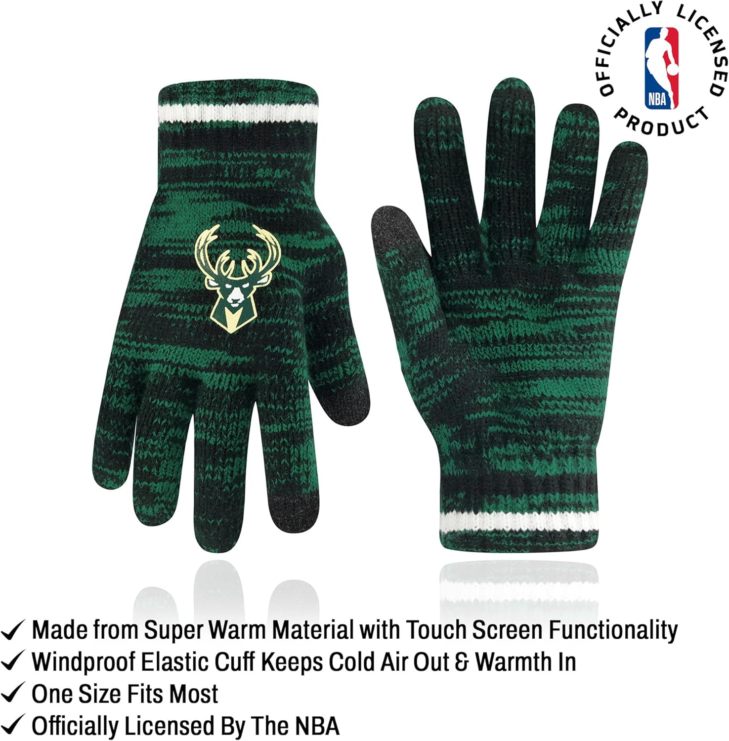 Ultra Game Youth NBA Official Super Soft Winter Beanie Knit Hat with Extra Warm Touch Screen Gloves - Image 3