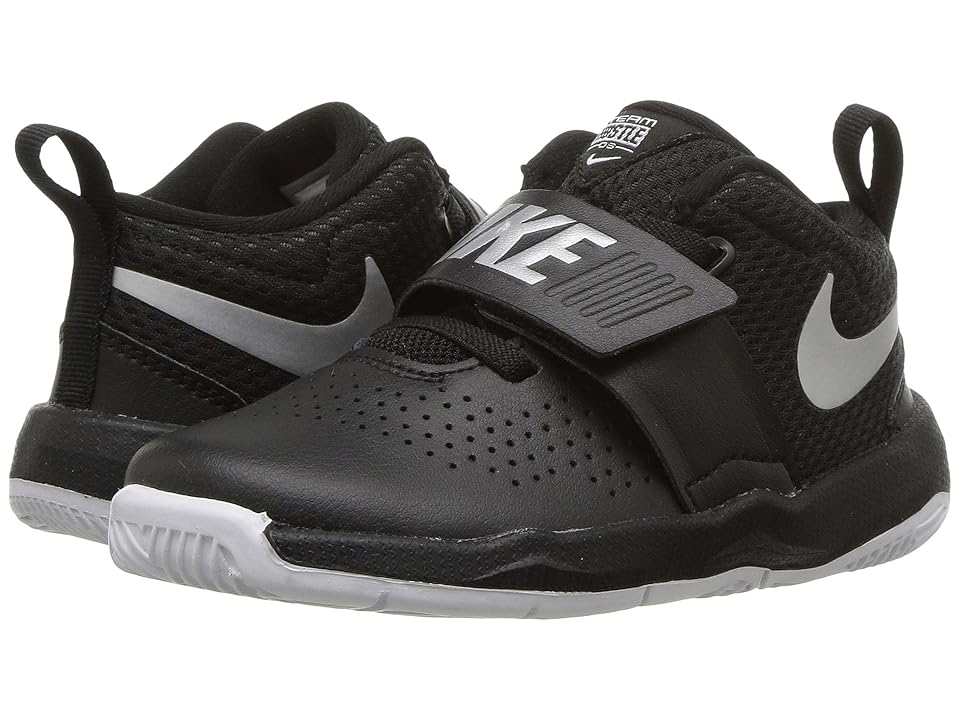 

Nike Kids Team Hustle D8 (Infant/Toddler) (Black/Metallic Silver/White) Boys Shoes