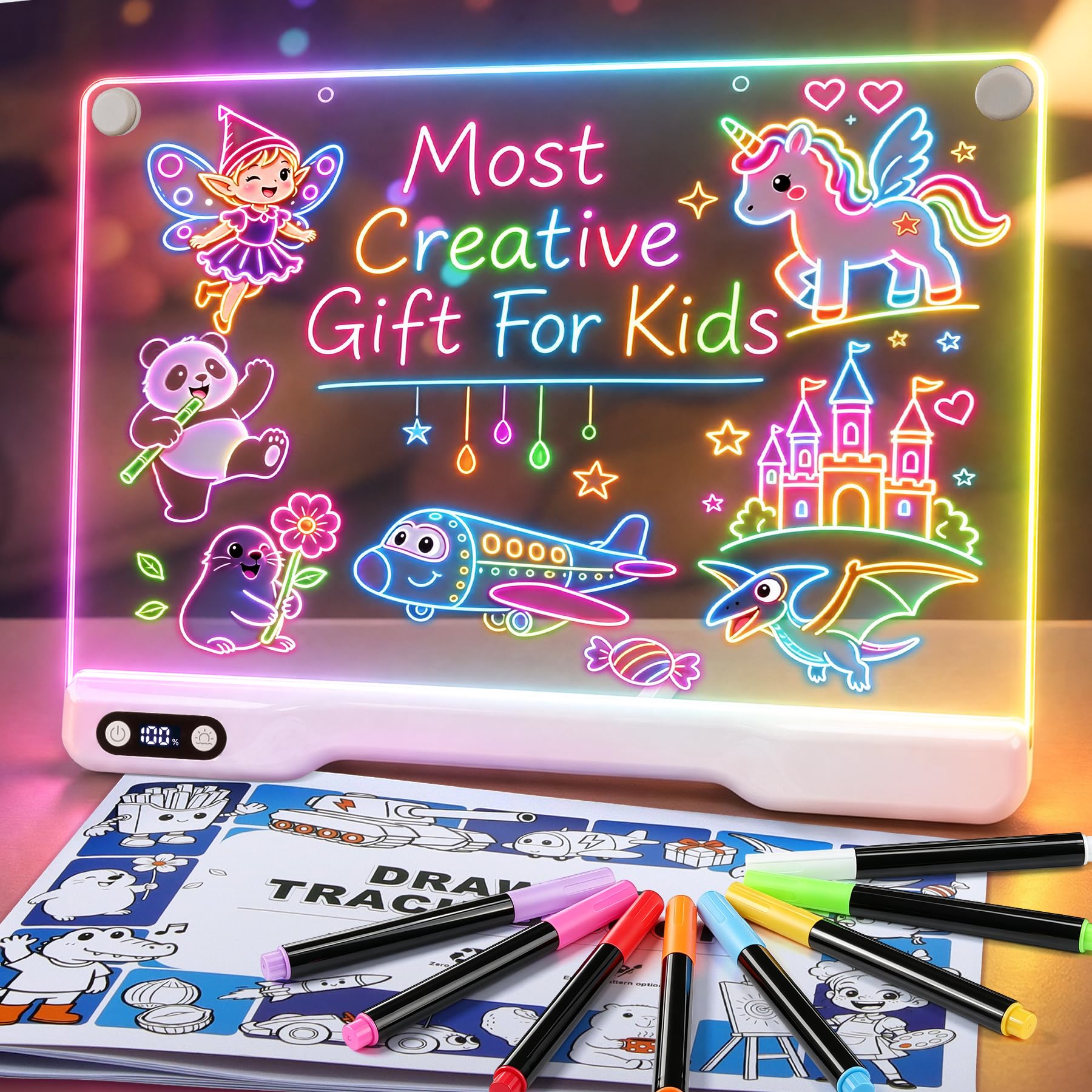 MOMSIV Led Drawing Board for Kids - Christmas Birthday Gifts for Girls Boys