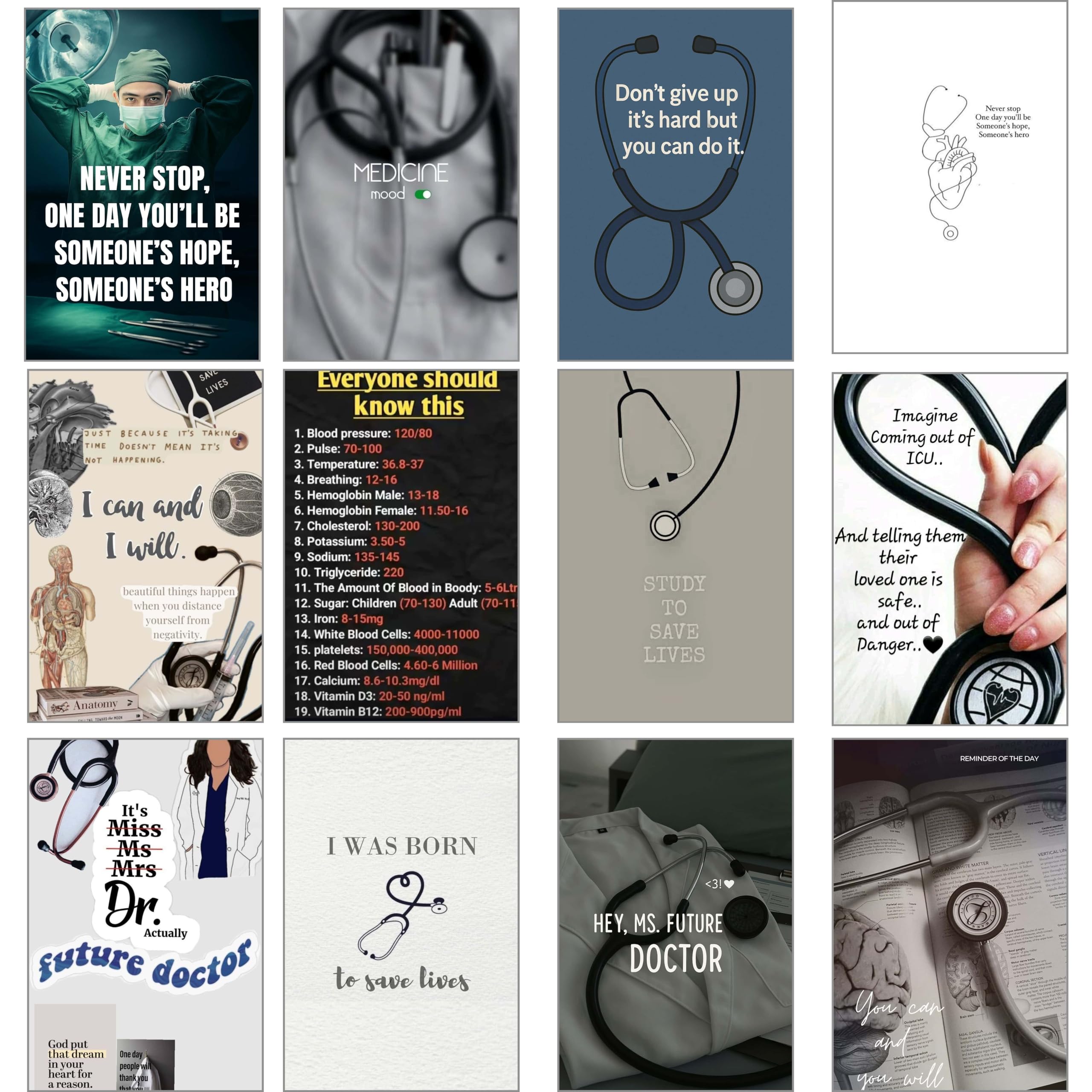 Dream World Decor Doctor Motivation Poster Set of 12 | A4 350 GSM Glossy Wall Art | Medical Student Study Room Décor | Inspirational Quotes for Future Doctors & Healthcare Professionals-image-9