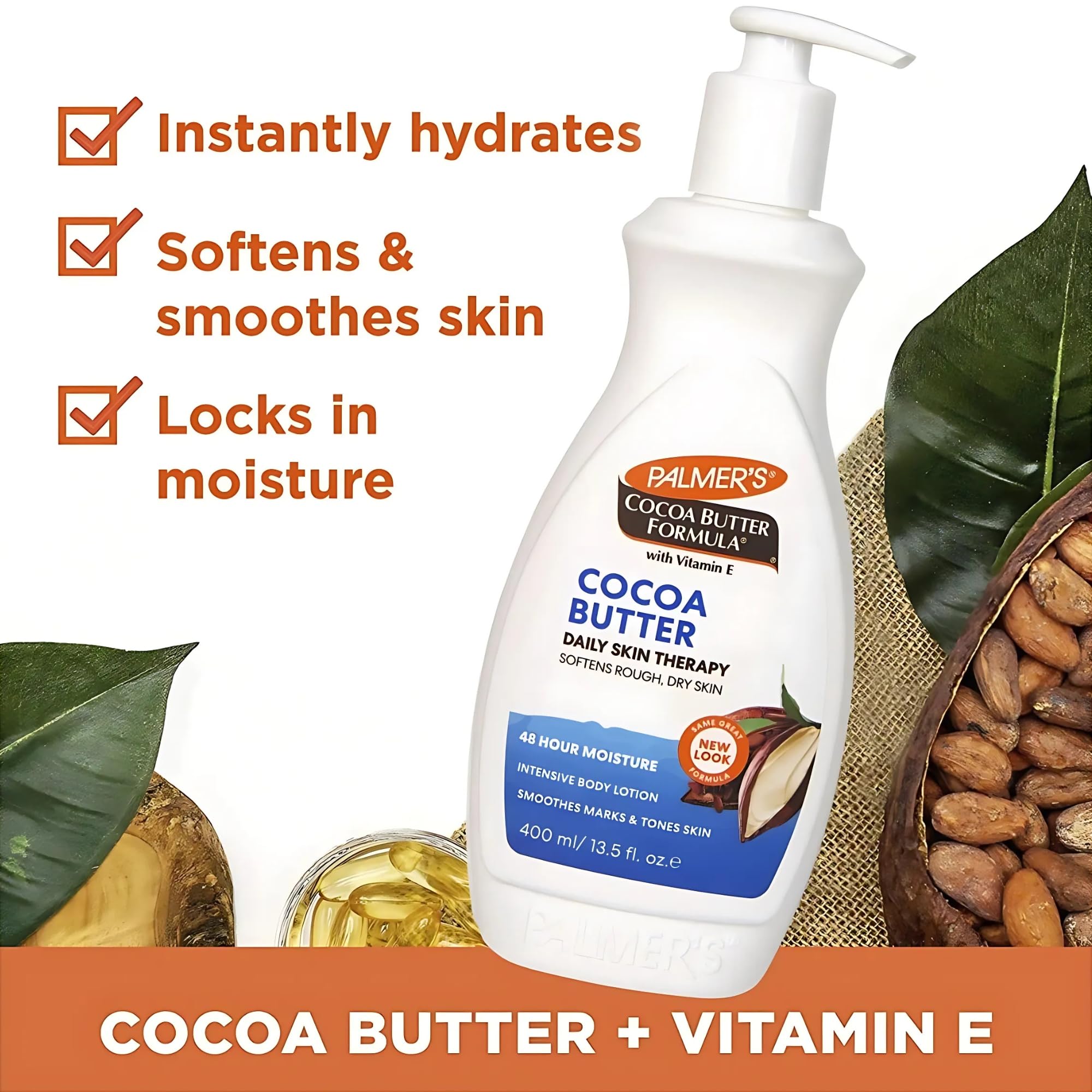 Palmer's Cocoa Butter Body Lotion 400ml with Pump and Cosmetic Spatula, Daily Moisturiser with Vitamin E for Dry Skin - Image 4