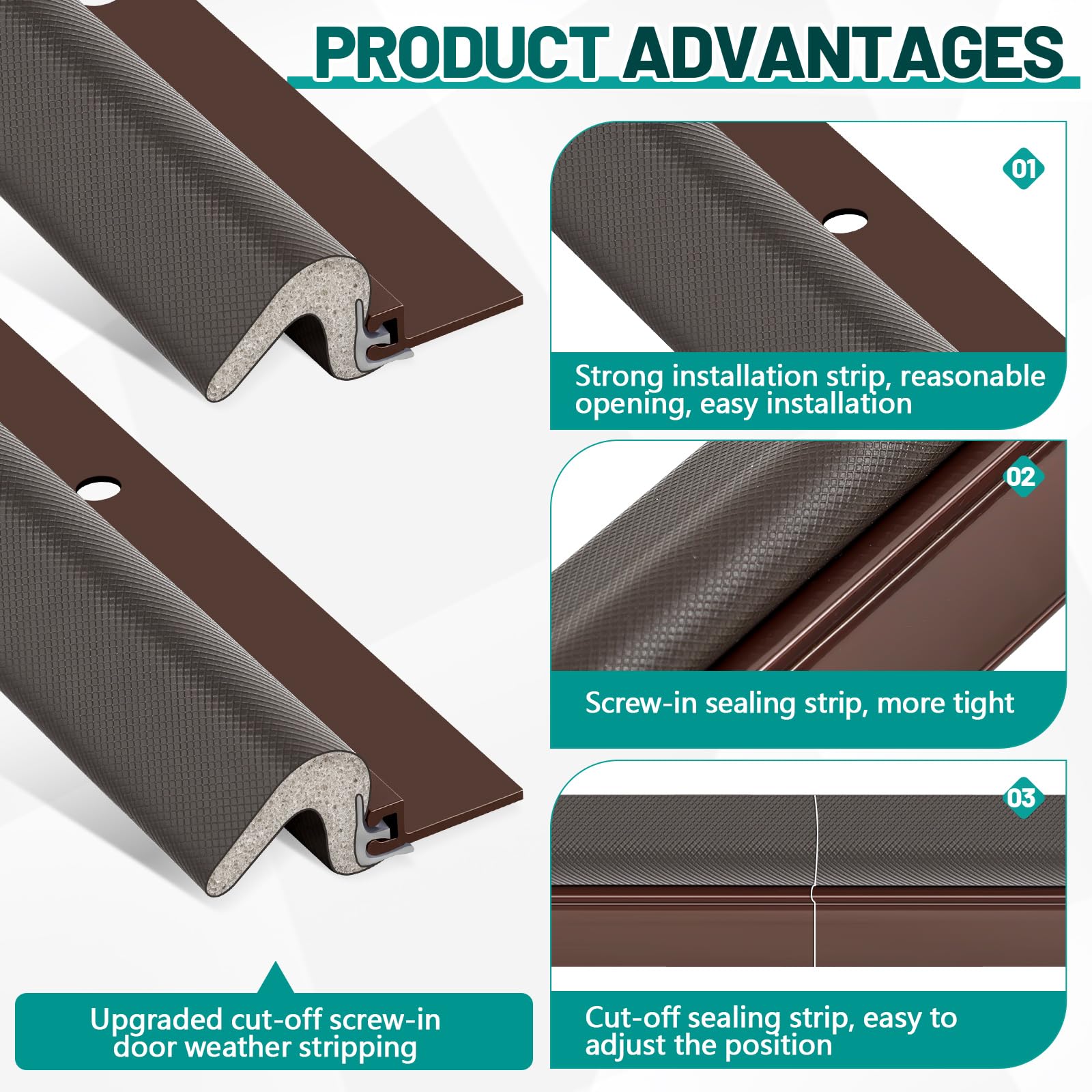 Yuntau Przykręcane uszczelki do drzwi 106 cm, 91 cm, z aluminiowym uchwytem i uszczelką piankową, na zewnątrz, dźwiękoszczelna uszczelka w kształcie litery V, do boków i góry, 10 szt
