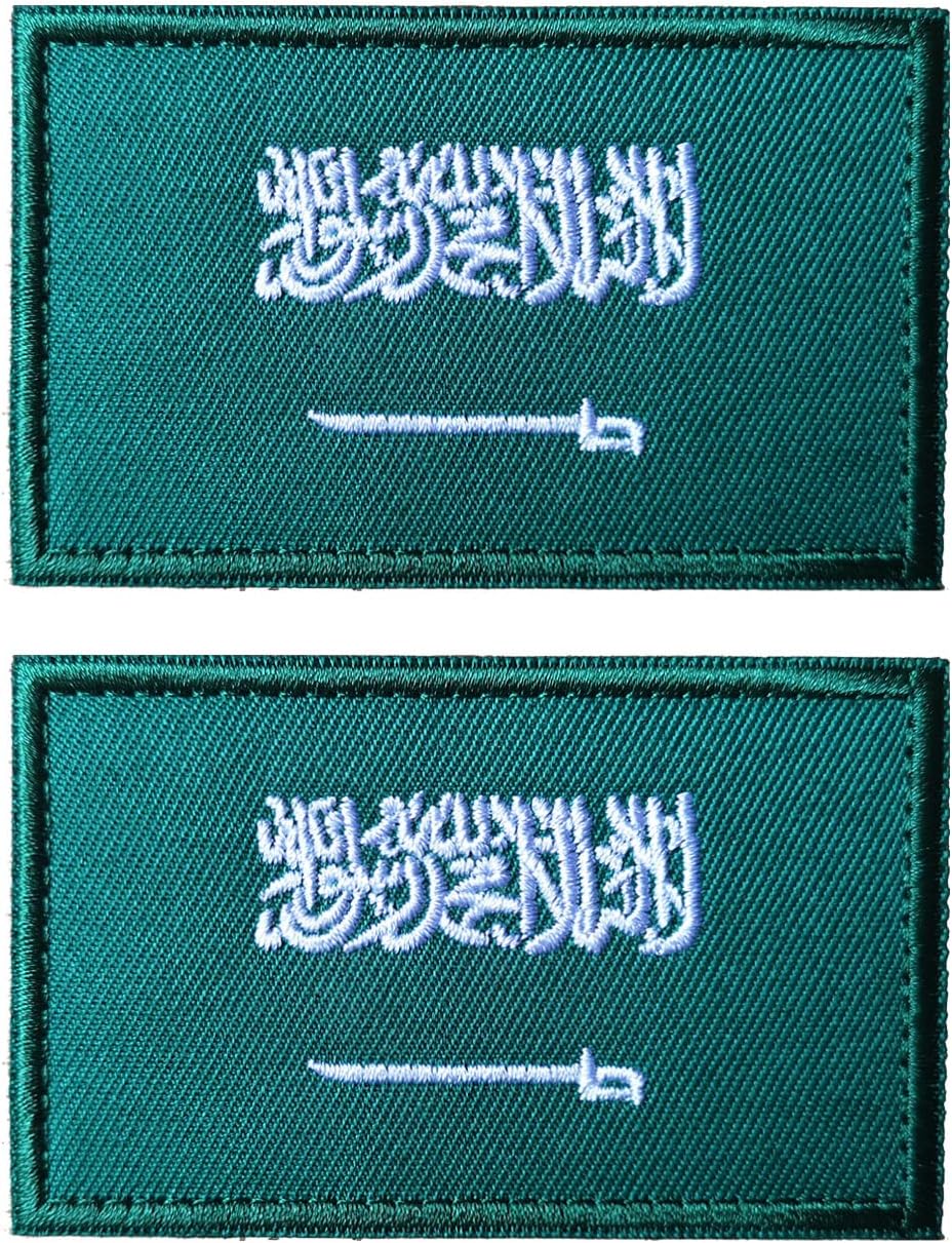 AliPlus 2 PCS Saudi Arabia Flag Patches Embroidered Tactical Military Morale Patch Applique Fastener Hook and Loop
