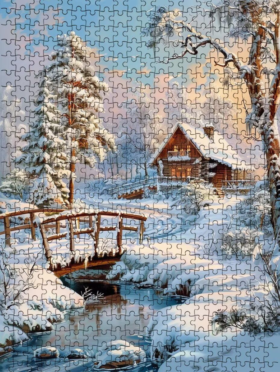 FNKL01073 Snow House puzzle dla dorosłych, 1000 elementów, klasyczne puzzle edukacyjne, niemożliwe do złożenia ręcznie robione, wymagające gry logiczne, zabawne zajęcia rodzinne