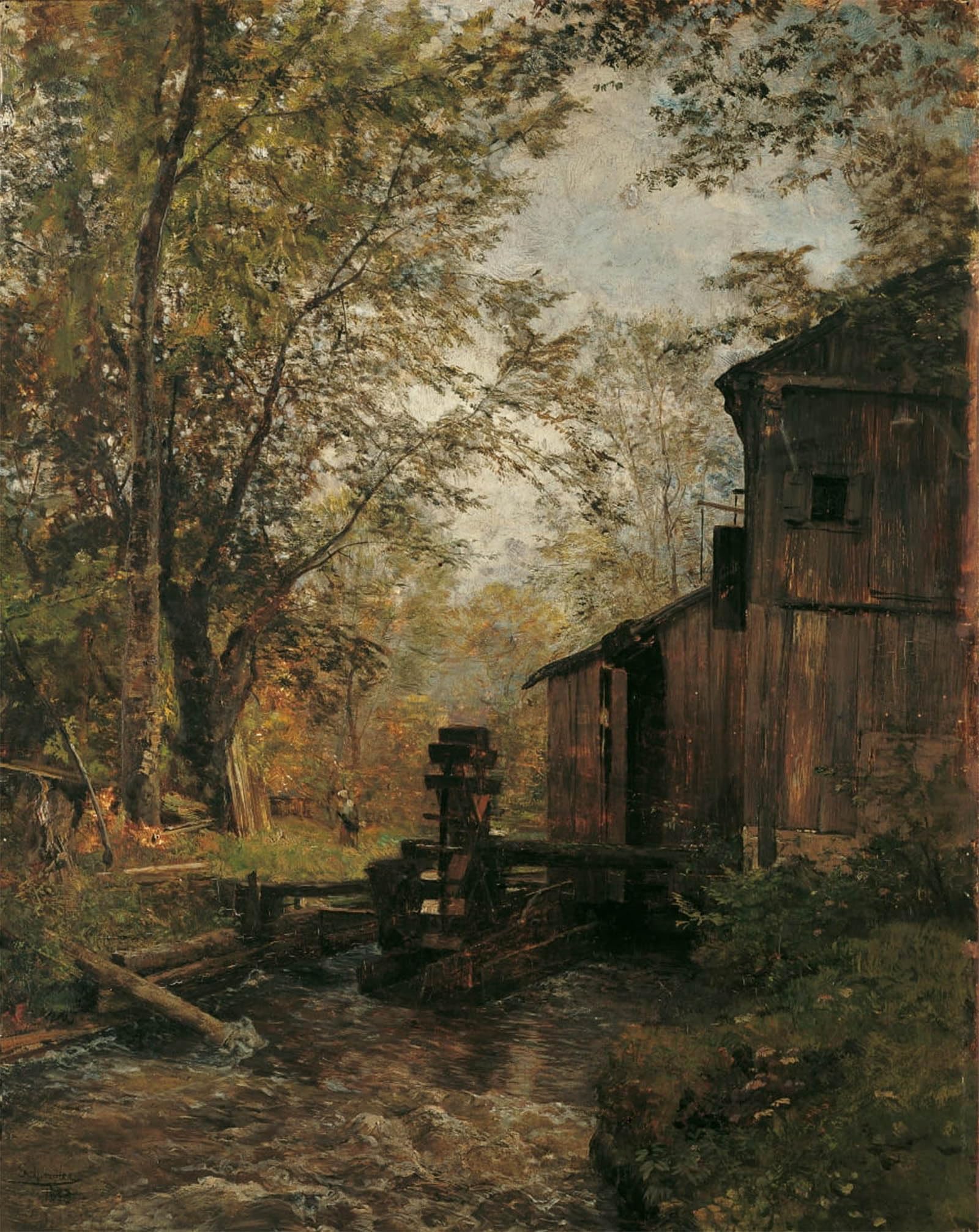 POSTERIIk Famous Modern Artwork Art Mural the Gosaumühle Near Ischl by Emil Jakob Schindler Oil Paintings Pictures for Home Decor 60x90cm