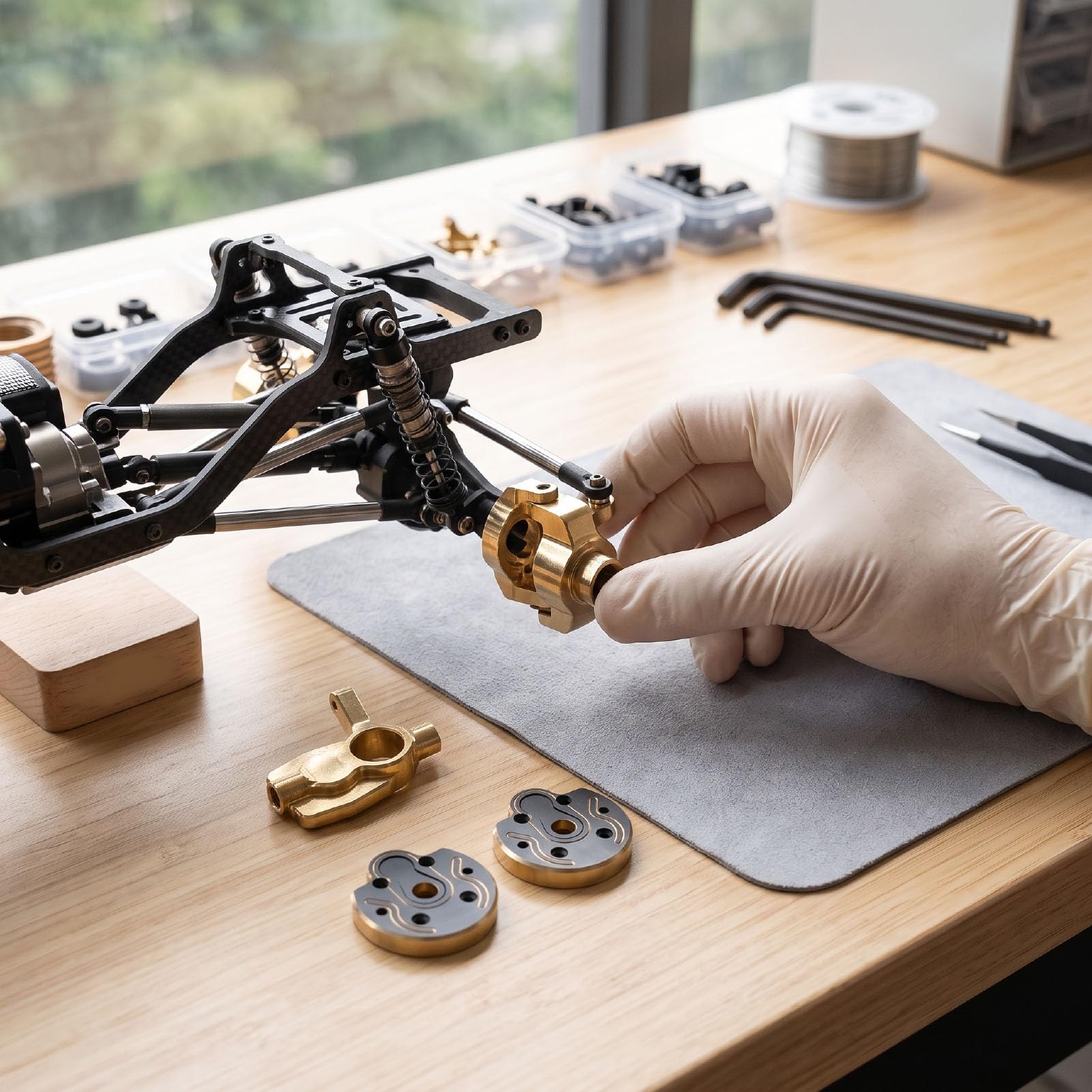 Mosiężna Nakładka na Zwrotnicę Portalową do RC Crawler