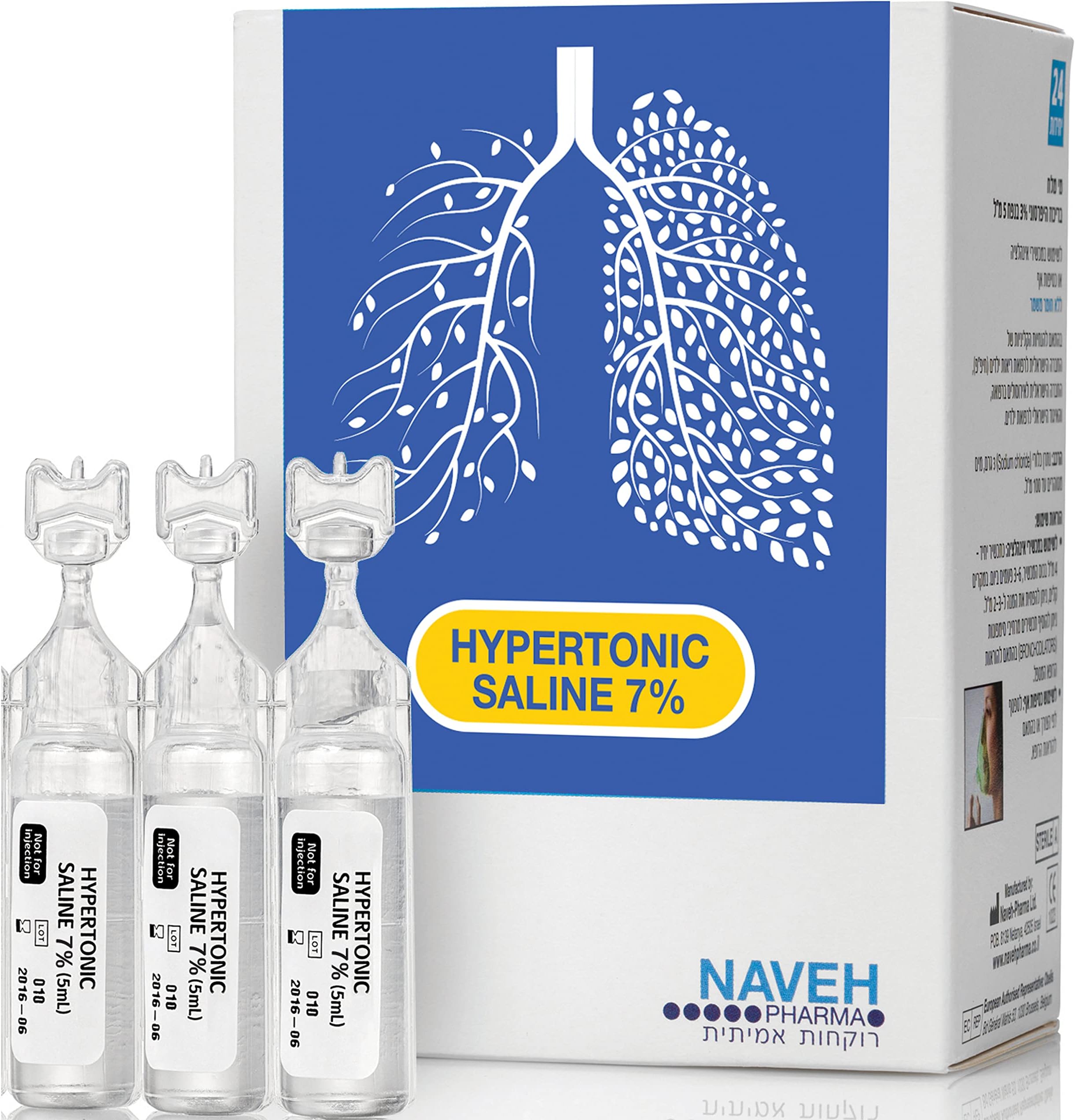 RSV Hypertonic Saline Solution 7% - Nebulizer diluent for inhalators and nasal hygiene devices Helps Clear Congestion from Airways and Lungs – Reduce Mucus (25 Sterile Saline Bullets of 5ml)