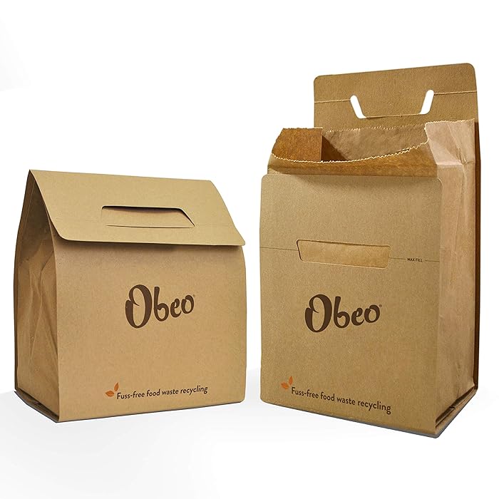 Buy Obeo 100 x 8 Litre Compostable Paper Food Waste Bags, Alternative
