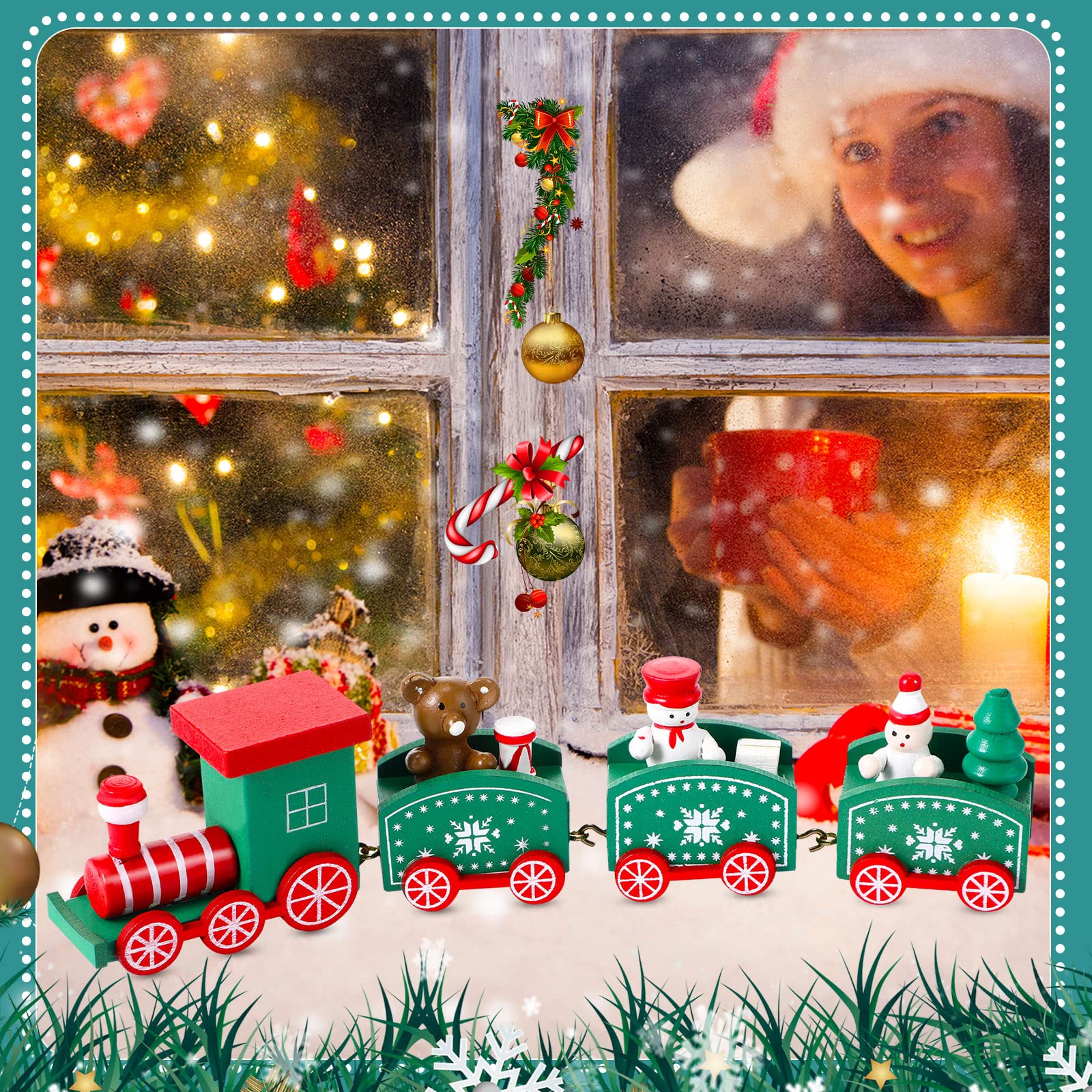 Decorative Wood Train クリスマス デコレーション Amazon.com: Christmas Train Painted Wooden Christmas Decoration