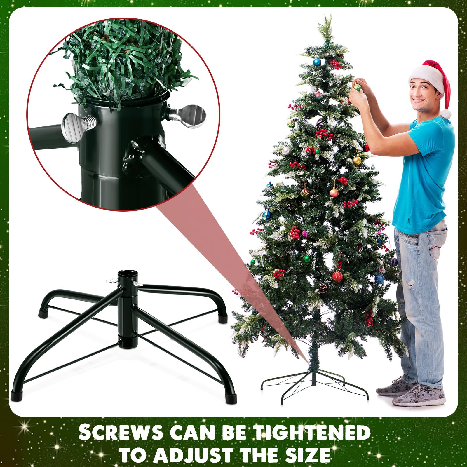 Namalu Supporto Pieghevole per Albero di Natale Base di Ricambio in Metallo per Albero Artificiale (40 cm, Verde)