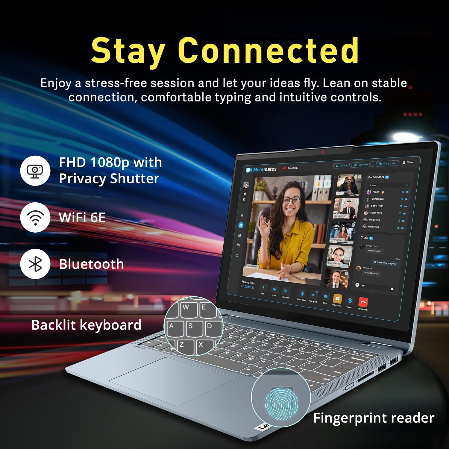 Lenovo Flex 7 14" 2.2K 2-in-1 Touchscreen Laptop, Intel i7-1355U, 16GB RAM, 2.28TB Storage(2TB SSD+288GB Docking Station Set), Backlit Keyboard, Fingerprint Reader, Wi-Fi 6E, Windows 11, Stone Blue
