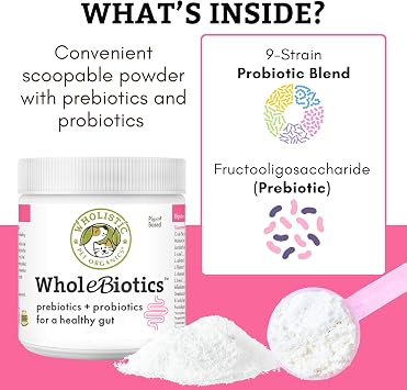 Prebiotics & Probiotics for Dogs & Cats Digestive Health - 1 Oz - 28 Scoops | WholeBiotics Pre and Probiotics for Dogs and Cats Gut Health and Immune Support - 9 Strains with 10 Billion CFU/g