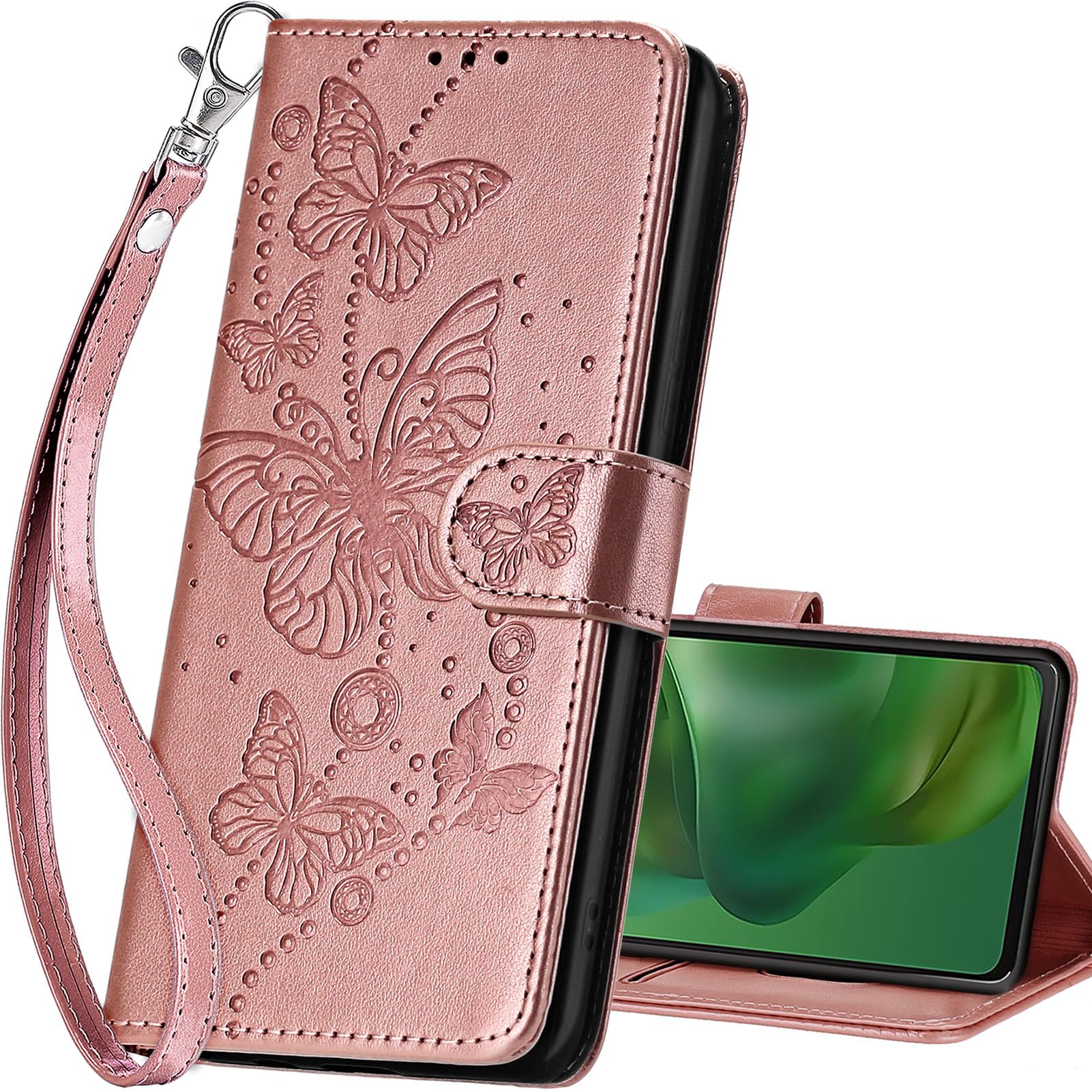 SASYMALY for Motorola Moto G Power 2025 / G Play 2025 Wallet case，Flip Folio Cover with Stand Feature for Women，PU Leather Phone Case Fit for Motorola