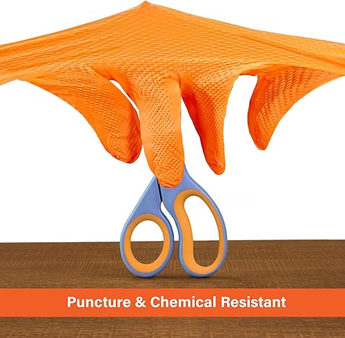 Miniatura 3 de 1st Choice - Guantes de mecánico de nitrilo desechables de 6 mil, sin látex, talla L, paquete de 200 guantes desechables, color naranja Naranja