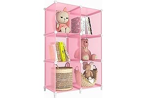 HOMIDEC Girls 6-Cube Pink Bookshelf: Storage Organizer for Kids' Rooms