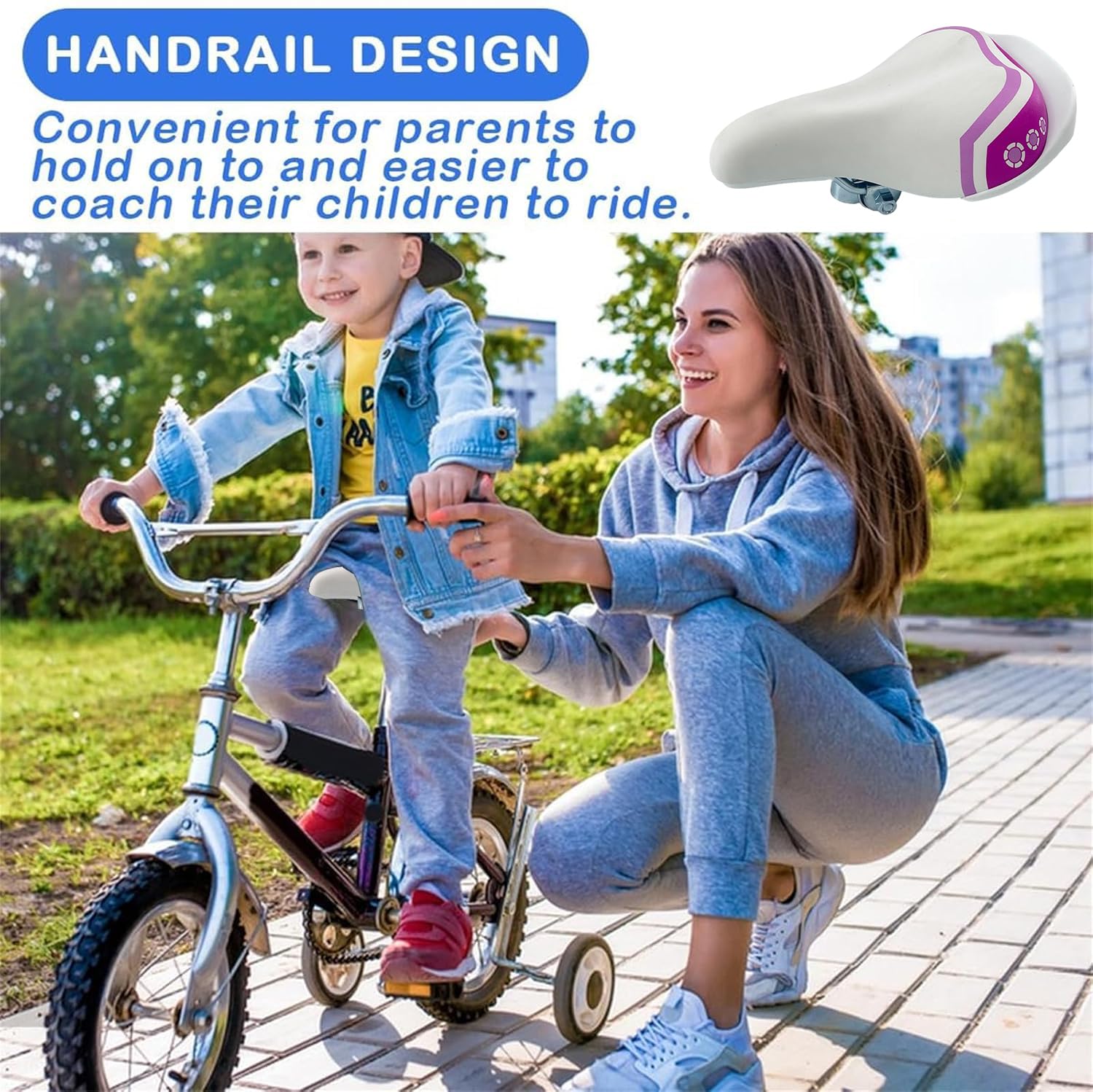 Sella larga per bicicletta per bambini 12 14 16 18 pollici, comoda sella di ricambio per bici da ragazza, adatta per reggisella da 22,2 mm, accessori per bicicletta per bambini