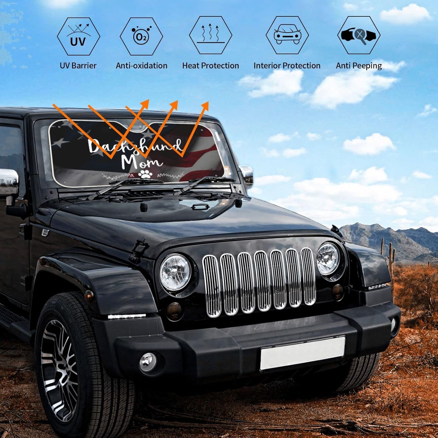 Dachshund Mom Sun Shade Car Windshield Truck SUV 51.2 X 27.5 in Uv Rays Sun Visor Protector