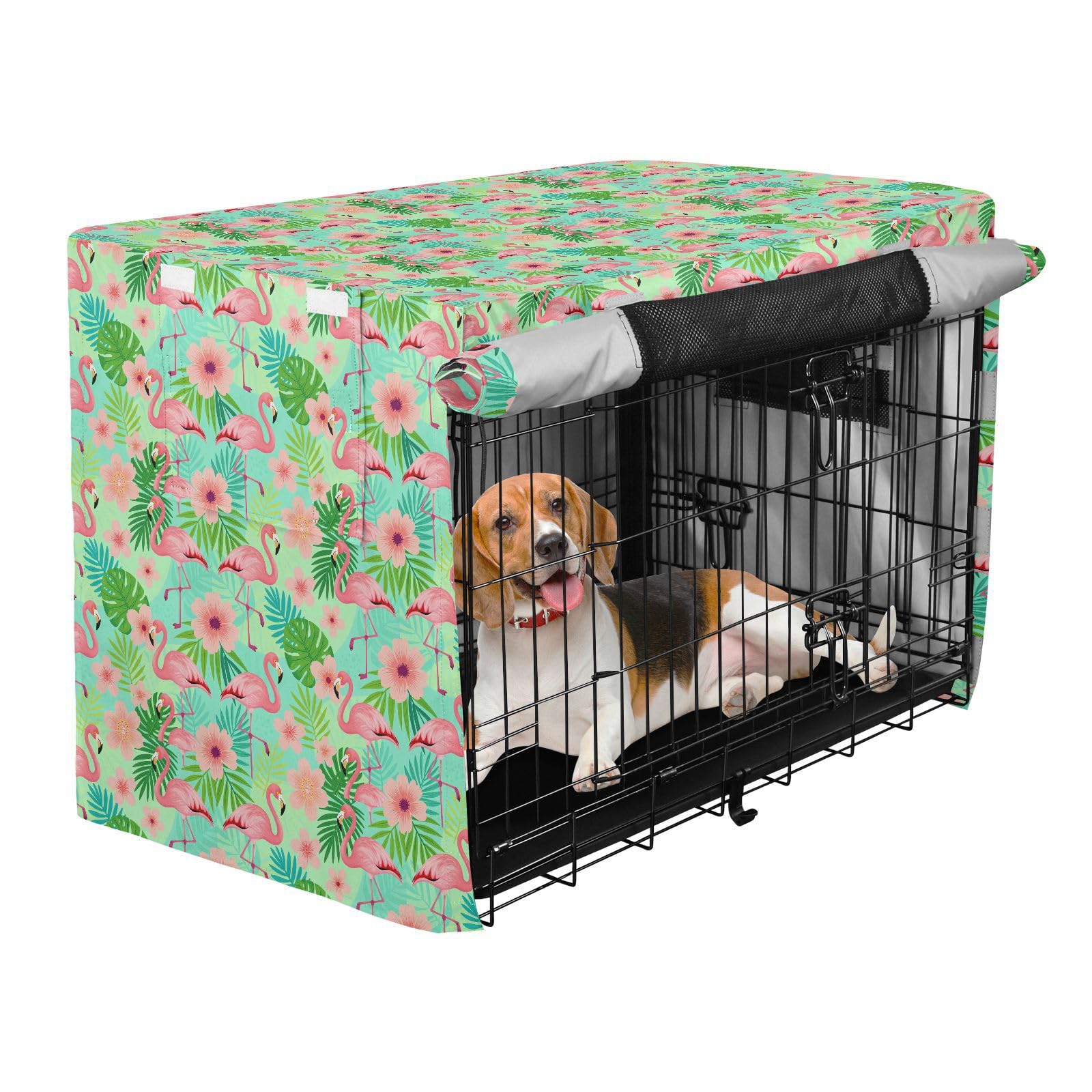Housse de cage pour chien M imperméable à motif flamant rose