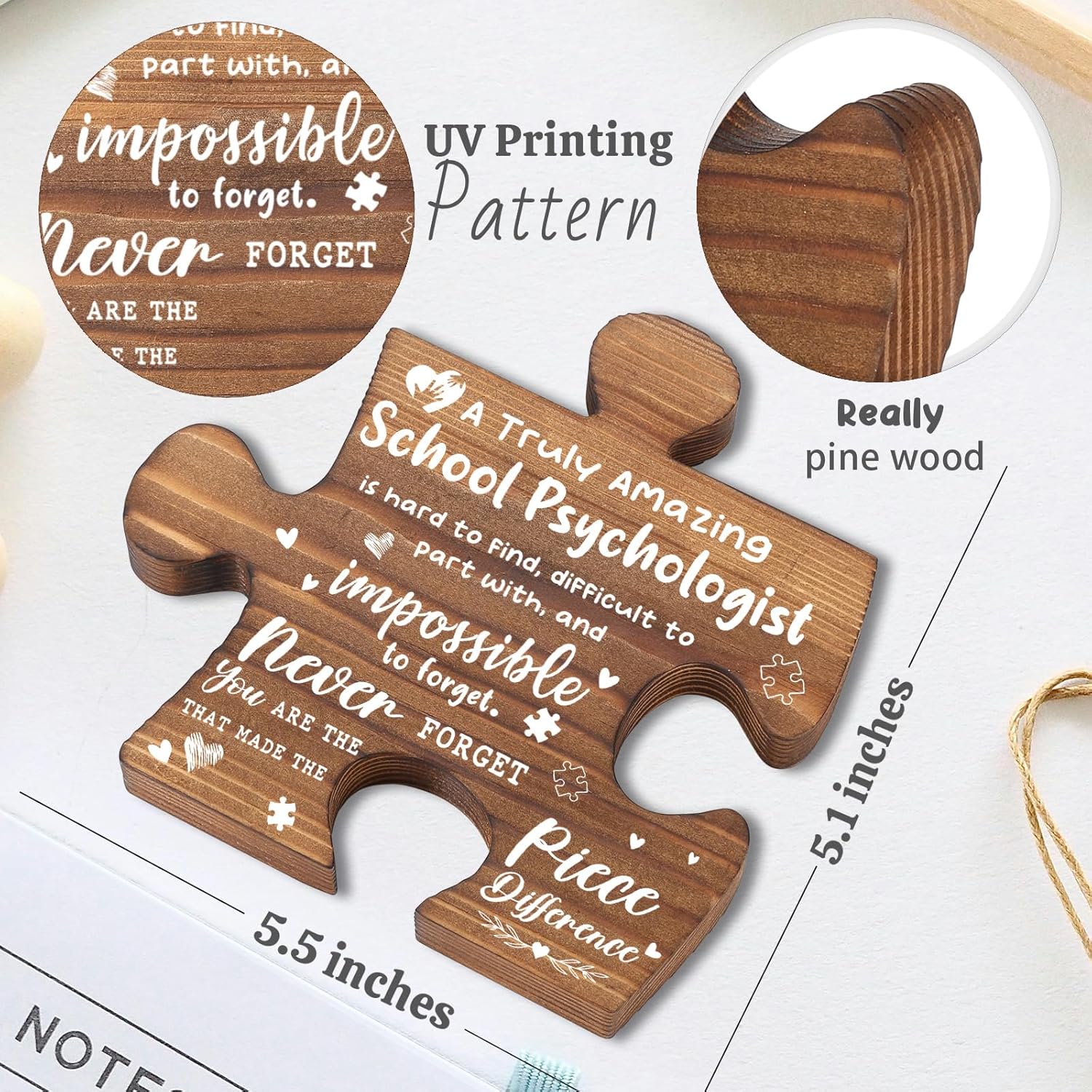 School Psychologist Thank You Appreciation Gifts, School Psychologist Office Decor Puzzle Piece Gifts Decorative Signs Plaques AXX03 - Image 2