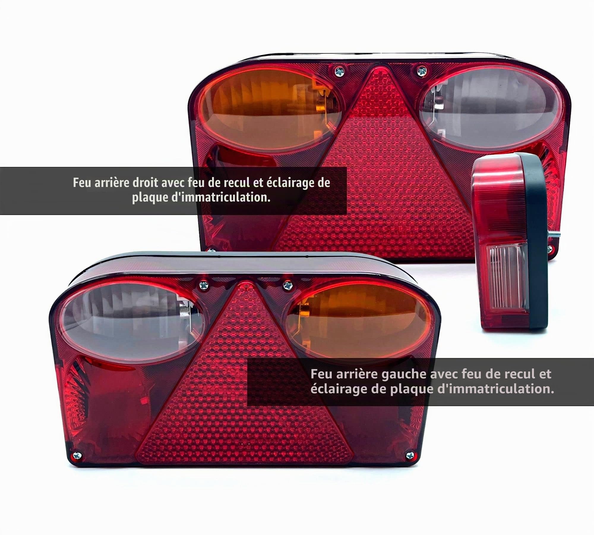 DOJA Barcelona | Feu Remorque | Feux Arriere 6 Fonctions à Ampoule | 12V | Feu Position Arrière, Éclairage Plaque Laterale, STOP, Clignotant, Recul, Antibrouillard | pour Remorque, Camion...