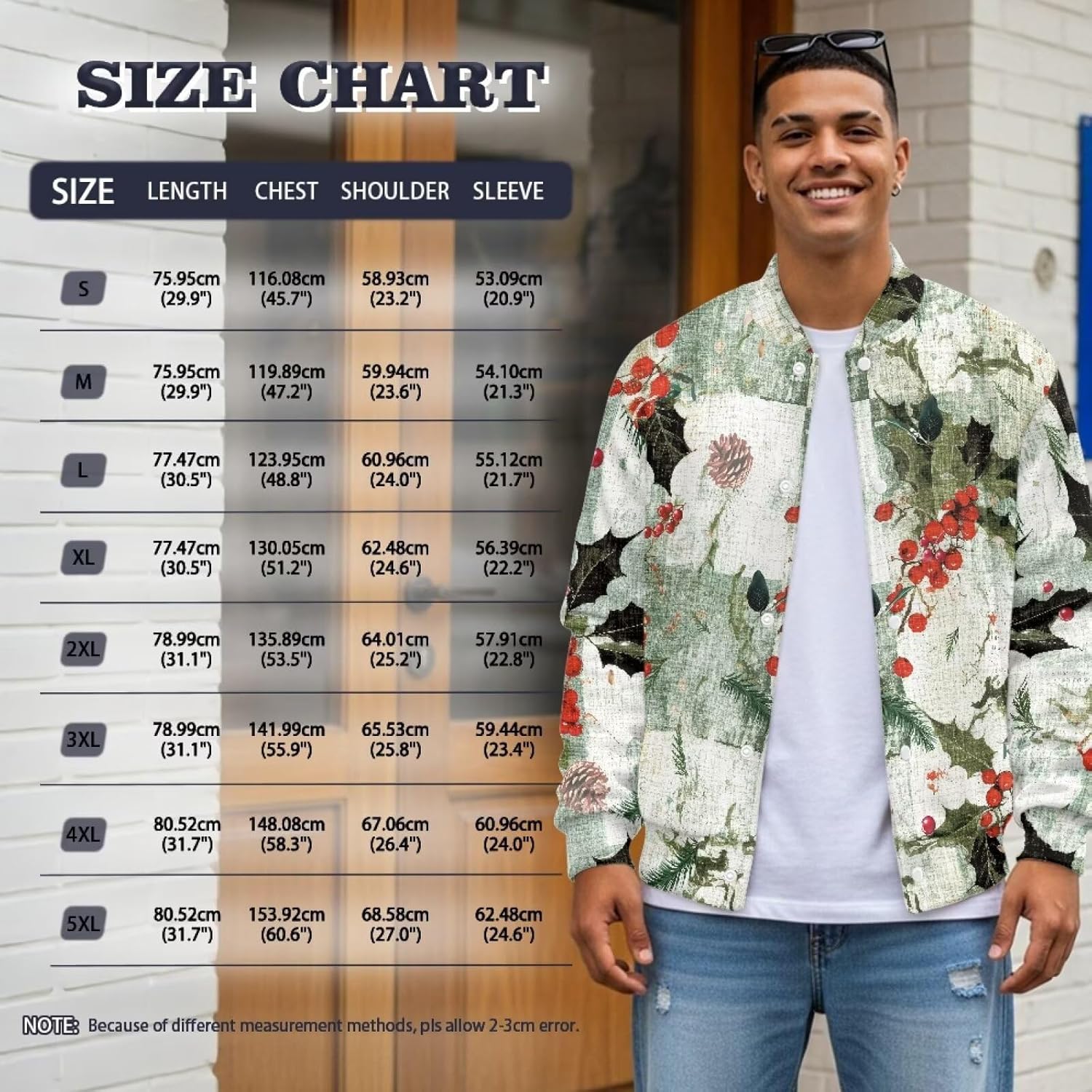 Mens Bomber Jacket Casual Graphic Slim Fit Jacket for Men Button Up Varsity Coat Long Sleeves Shirt