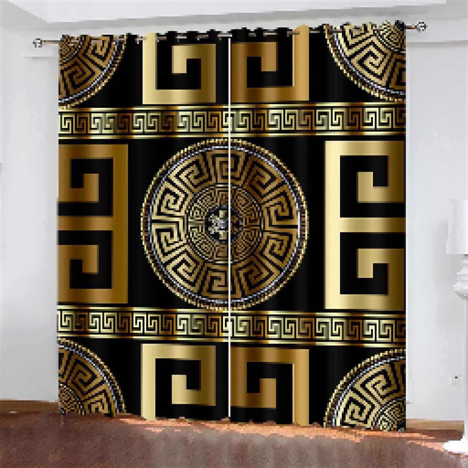 Nero Barocco Moderno Lusso 2 Pezzi Tende Camera Da Letto Cucina Finestra Privacy Tende per Divisorio 2xH280xB200cm Occhiello-Tende
