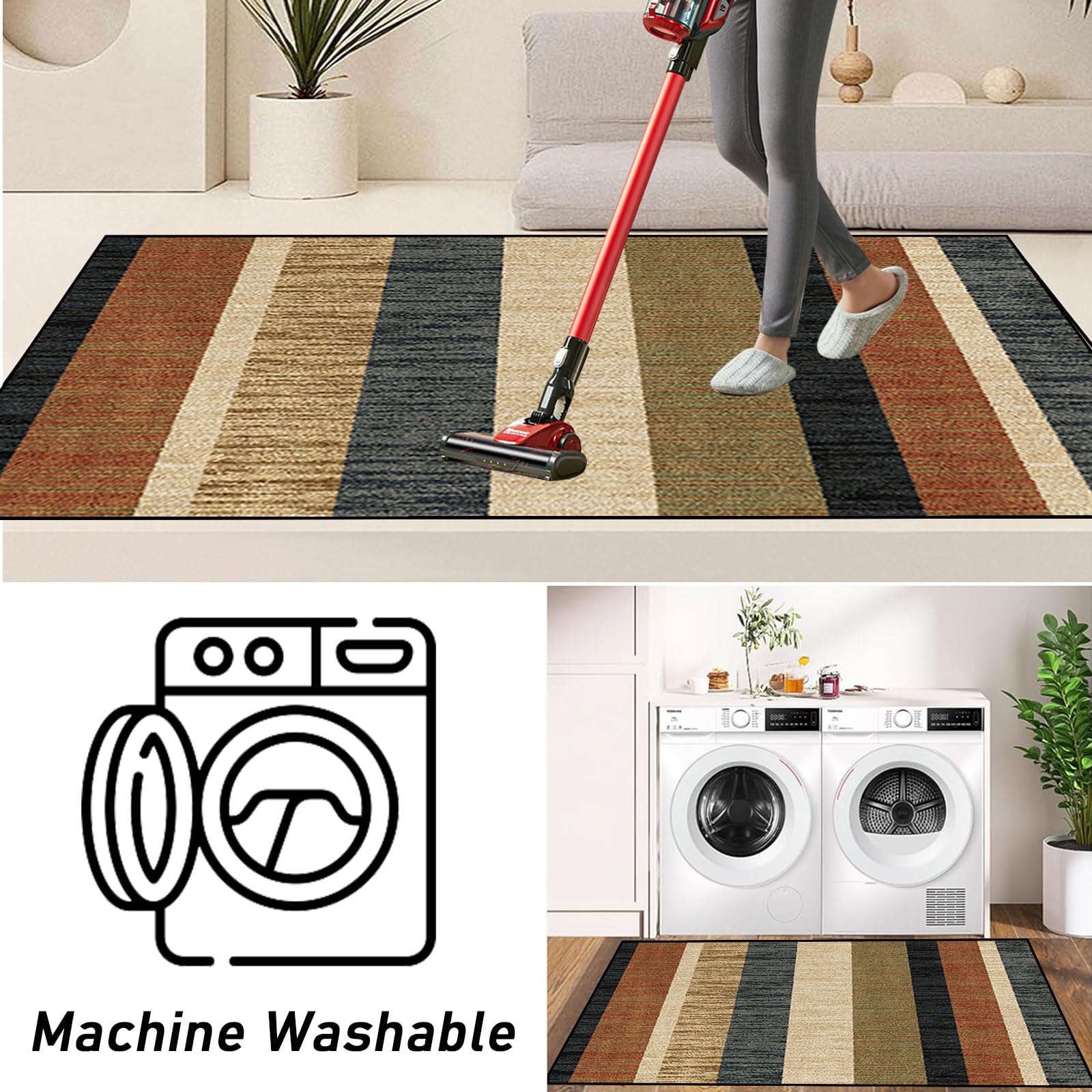 Tappeto Passatoia Cucina 80 x 210 cm Lavabile Antiscivolo Moderno Tappeto da Corridoio Resistente Facile da Pulire per Ingresso Soggiorno Corridoio, D