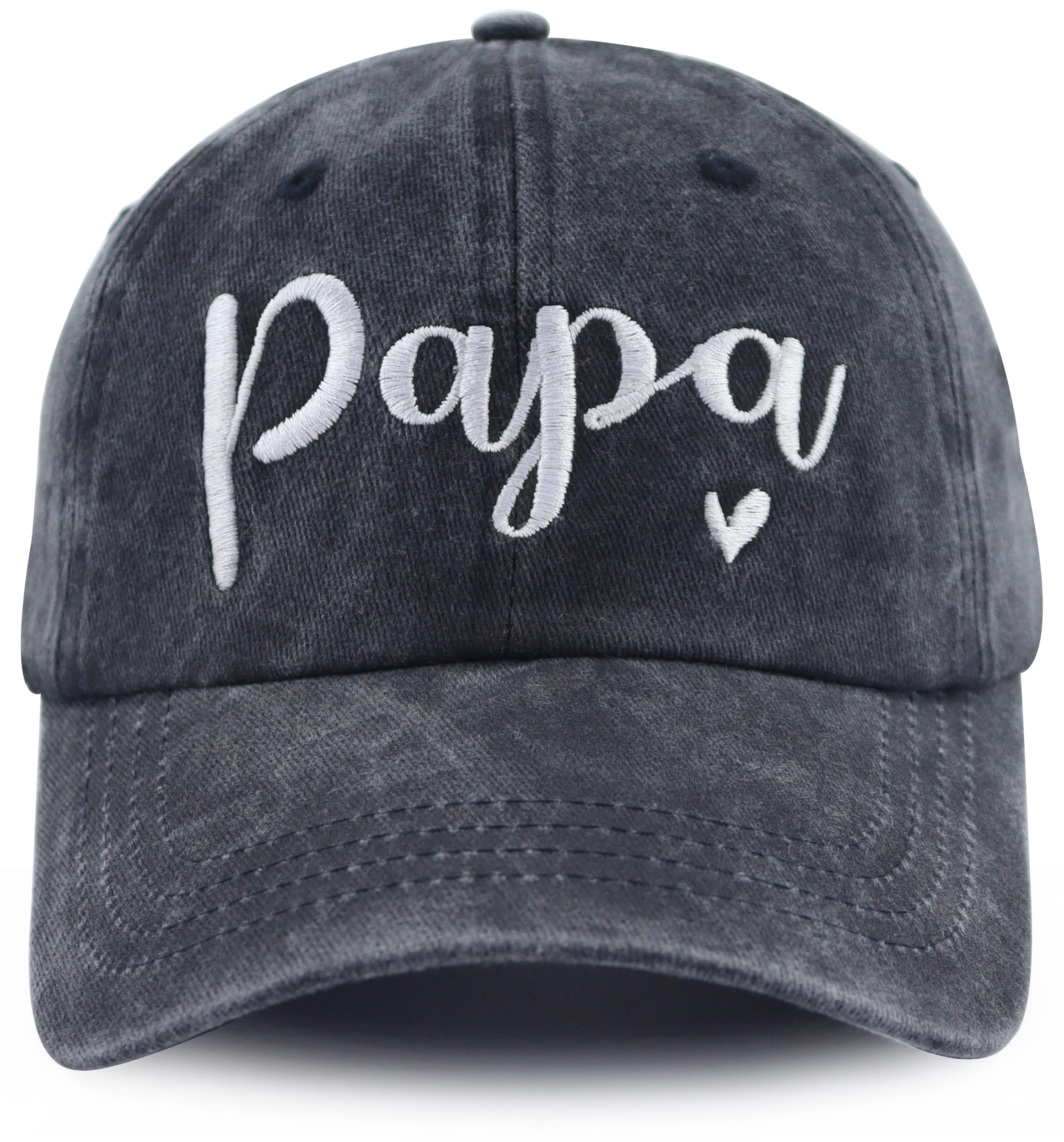 Papa Hats for Men, Adjustable Cotton Embroidered Little Heart Papa Baseball Cap