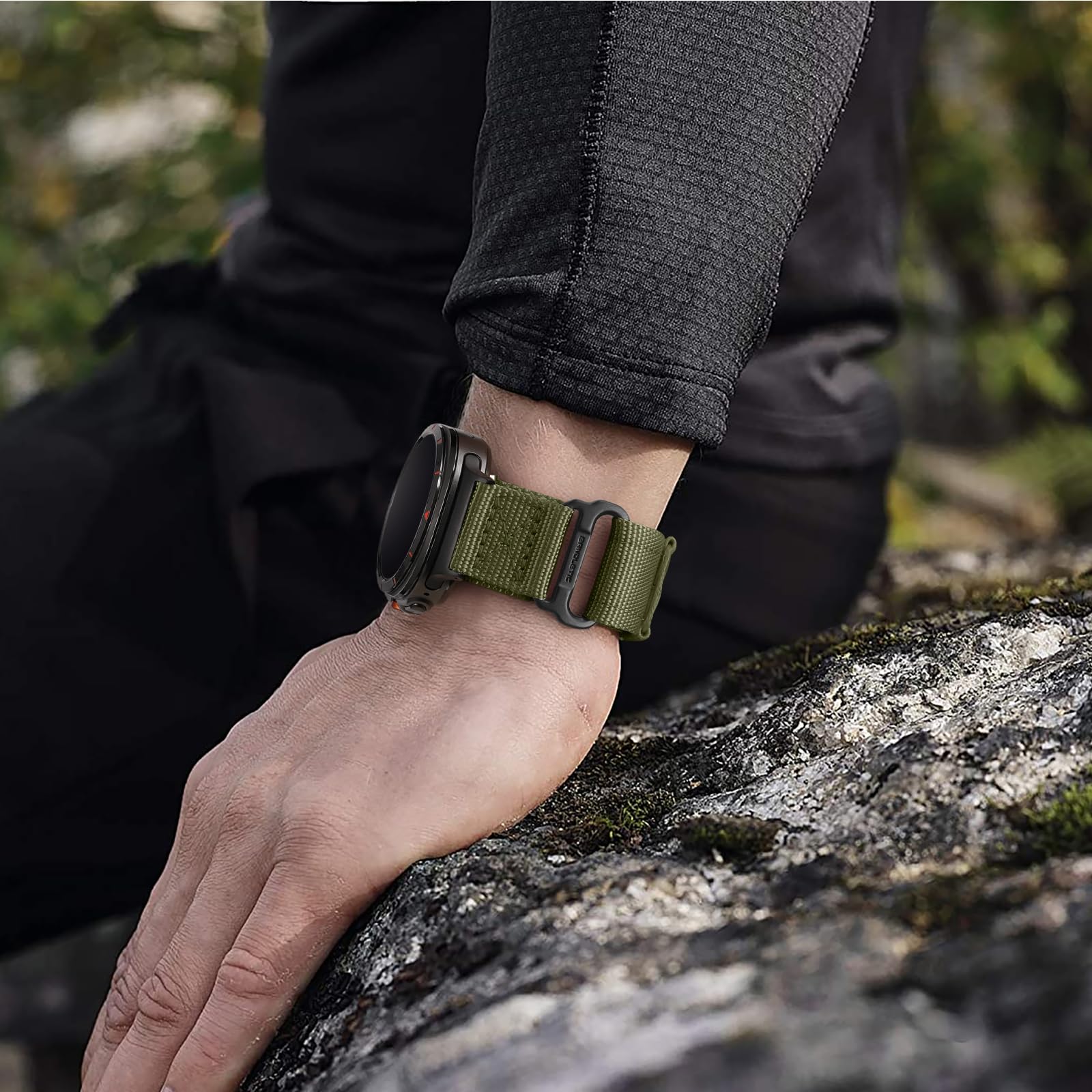 Bandletic Compatible con Correa Samsung Galaxy Watch Ultra 47mm para Mujeres Hombres, Correas de Recambio Ajustables de Nylon Sport, Suaves y Transpirables para Galaxy Watch Ultra 2024, L/Verde