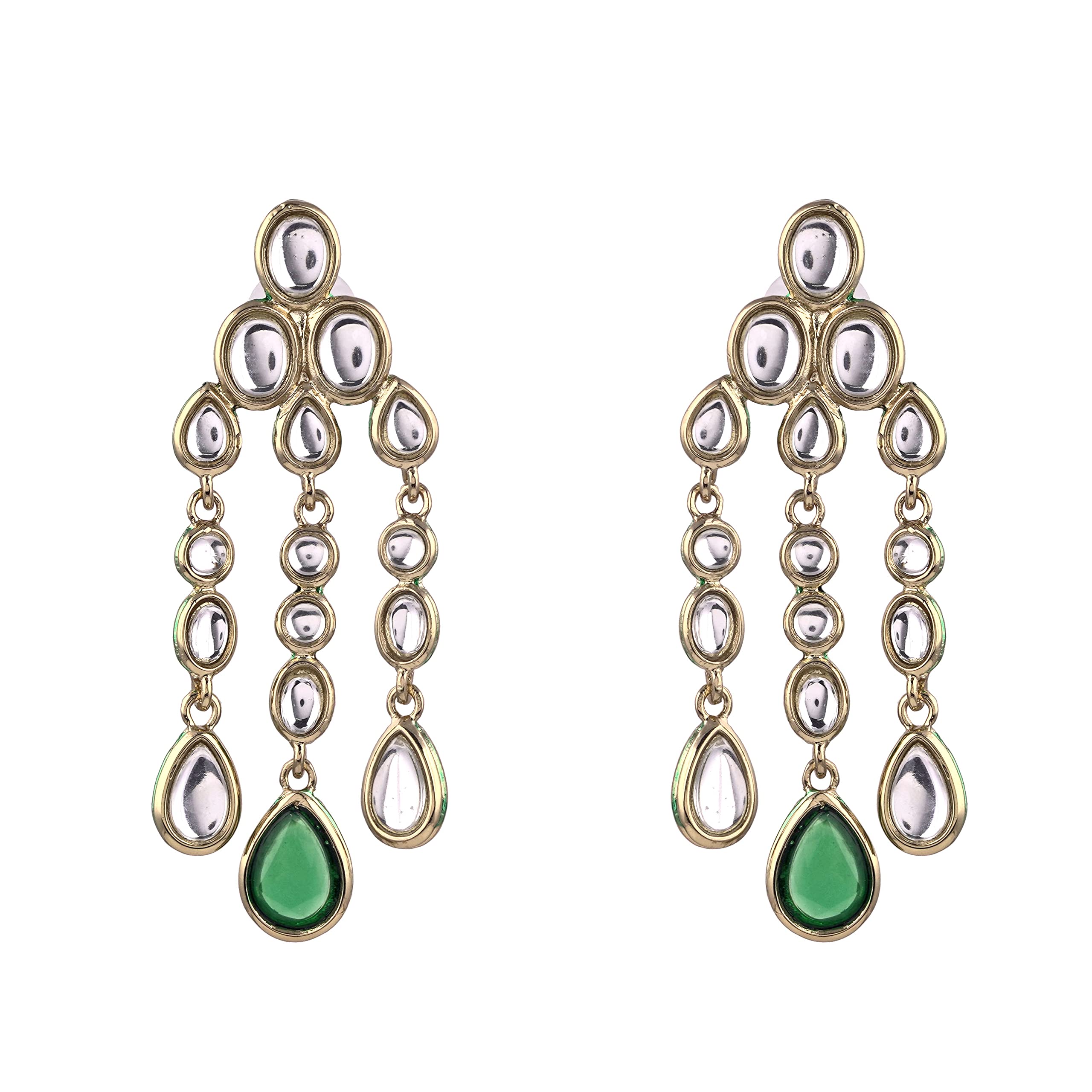 Estele Traditional Long Kundan Chandelier Earrings with green stone for women (B08CQ6B1P1) Amazon Price History, Amazon Price Tracker