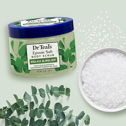 Miniatura 5 de Dr Teal's Pure Epsom Salt Body Scrub, Relax & Relief con aceites esenciales de eucalipto y menta verde, 16 onzas (paquete de 3) (el embalaje puede