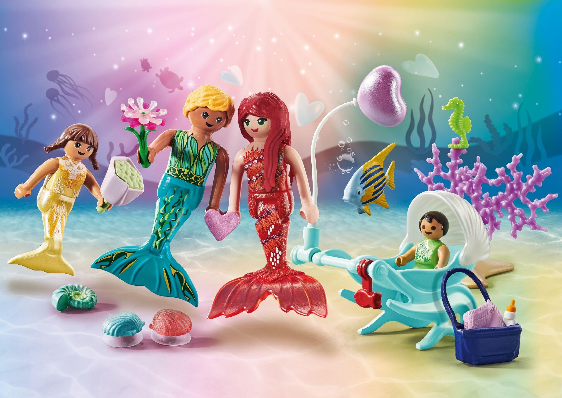 PLAYMOBIL Princess Magic 71469 Rodzina syrenek, z muszlami z przyssawkami, od 4 lat