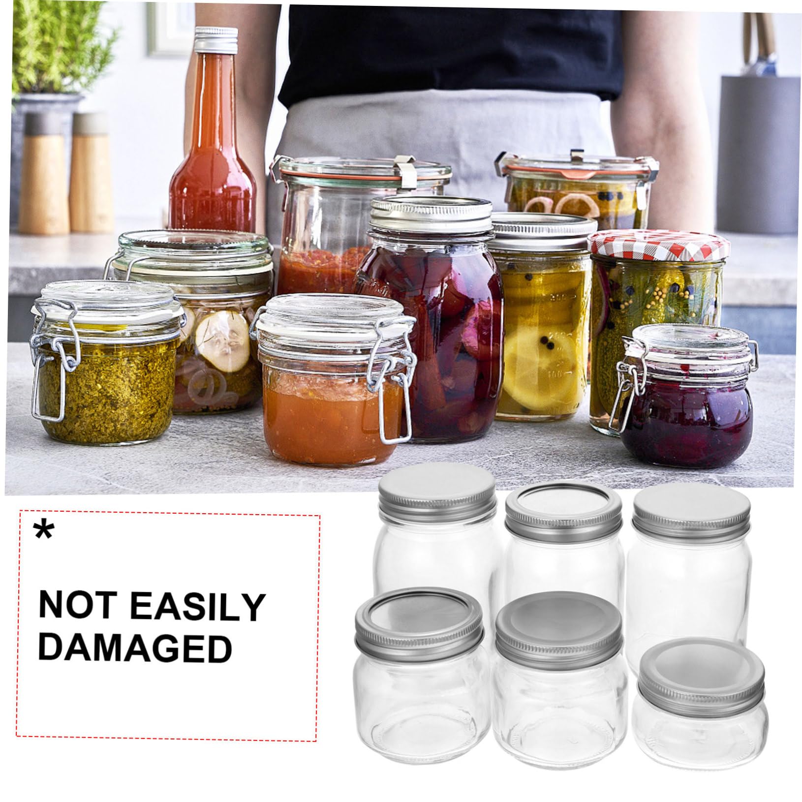 Cabilock 6 Stück-pack Glas Einmachgläser mit Deckel Luftdicht 100% Sauber und Schlicht für Marmelade Honig und Joghurt Zufällige Farbe