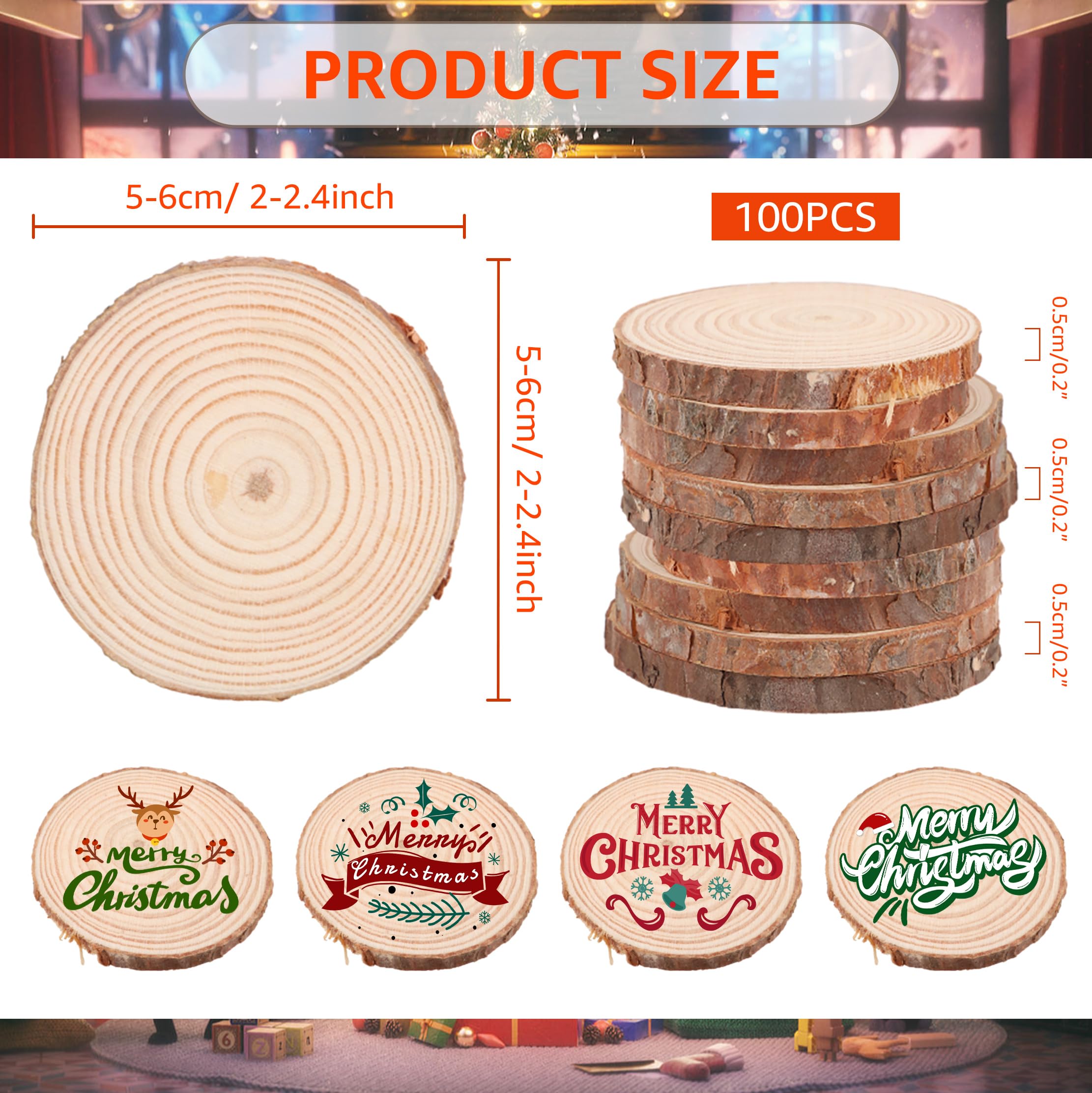 Lot 20 Tranches Rondes En Bois Brut – 5,1 à 5,5 Pouces – Pour DIY Et Artisanat