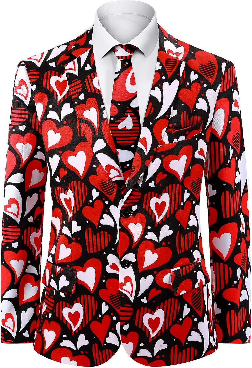 2-Piece Mens Valentines Day Suit Blazer & Tie