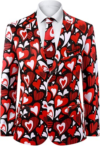 2-Piece Mens Valentines Day Suit Blazer & Tie