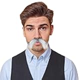 Yan Dream Fake Beard and Mustache for Men Classic Halloween Short Full Beard Costume Facial Hair Accessories