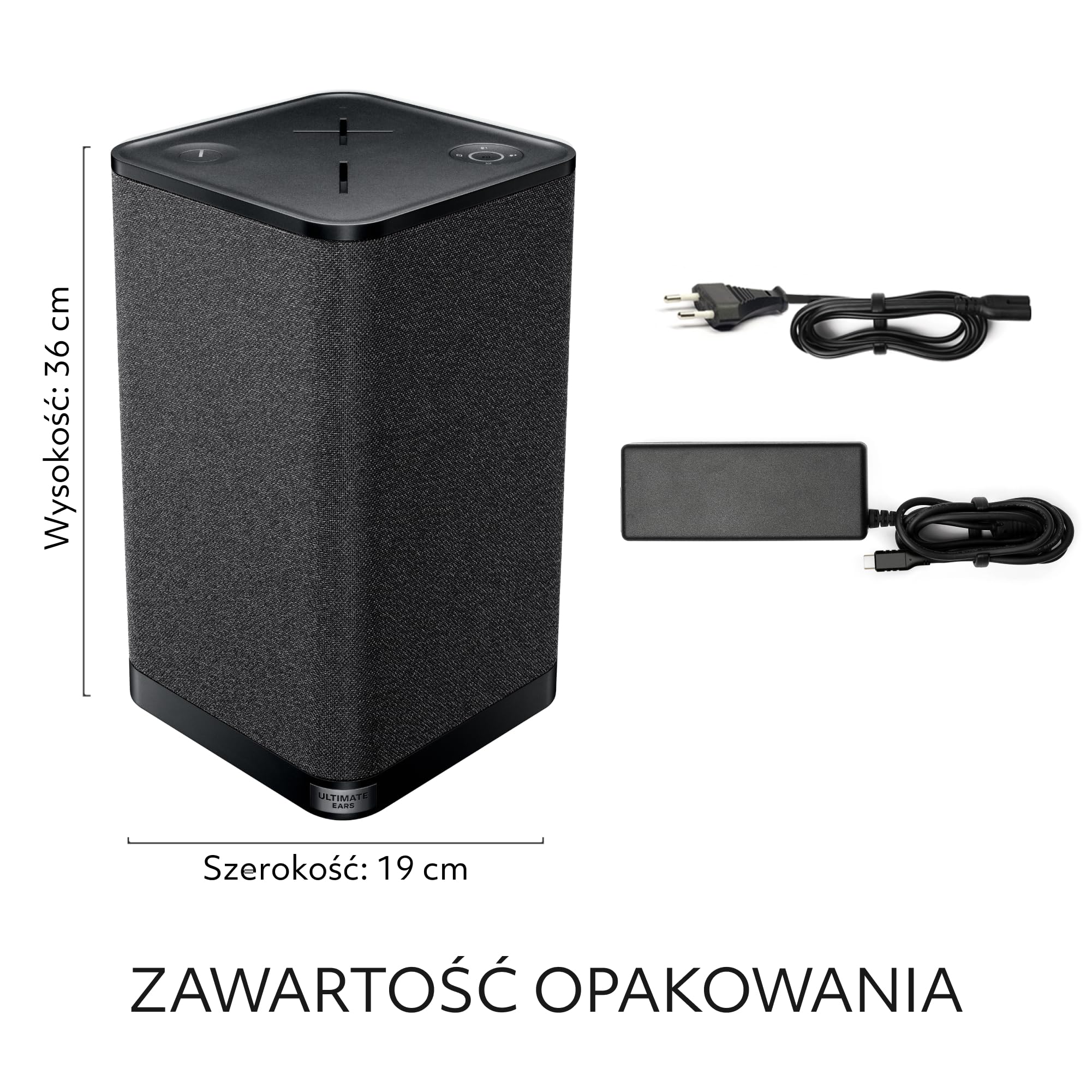 ULTIMATE EARS HYPERBOOM, przenośny bezprzewodowy głośnik Bluetooth, głośny głośnik, głęboki bas, wodoodporny zgodnie z IPX4, zasięg 45 m, czarny