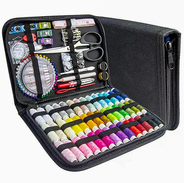 JUNING Kit Couture Complet avec Boîte Premium - Boîte à Couture XL avec 42 Fils Noir