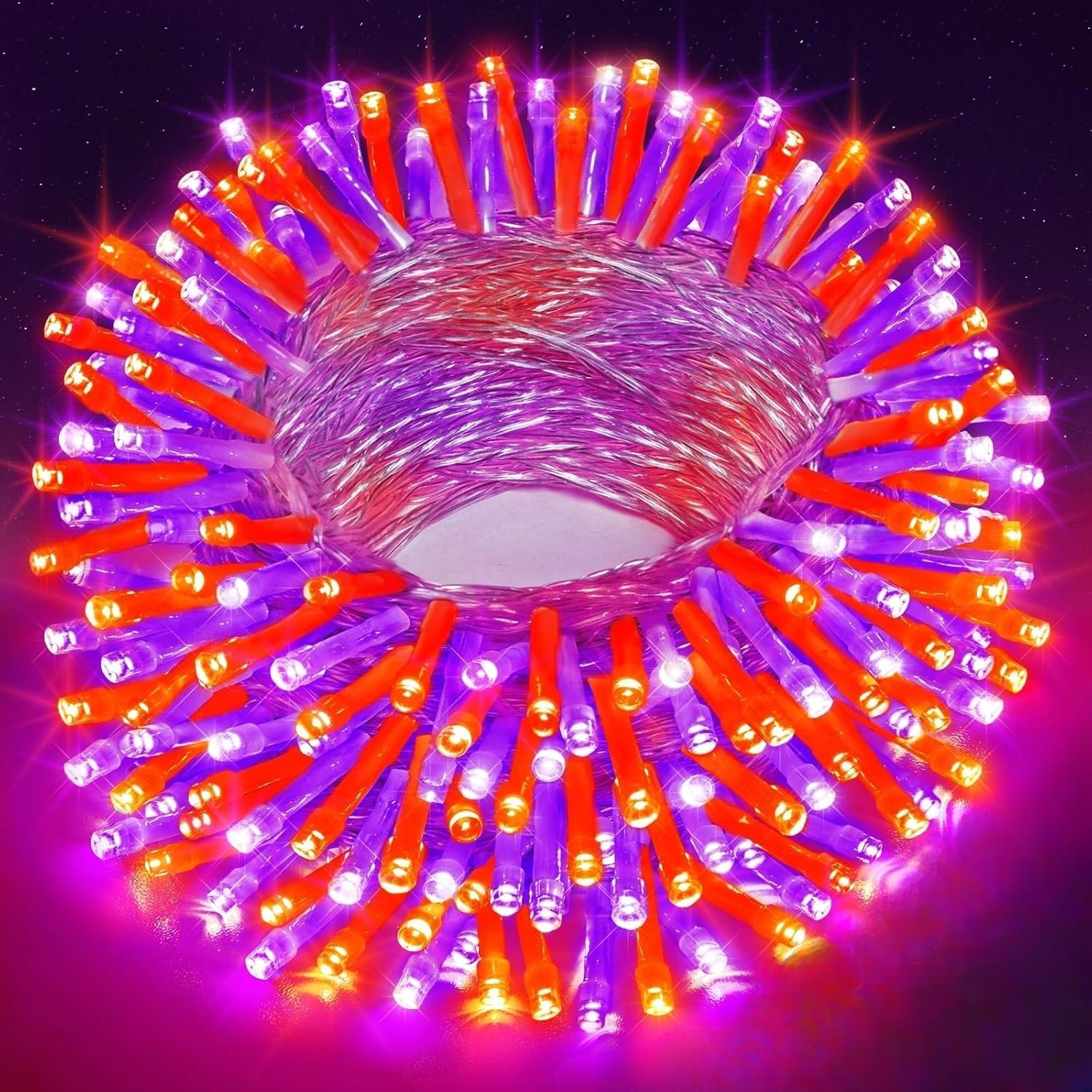 String Lights USB,20M 200LED Tring Fairy Lights Waterproof 8 Modes Christmas Lights for Indoor Outside Bedroom Garden Wedding Party Decorations (Purple+Orange)