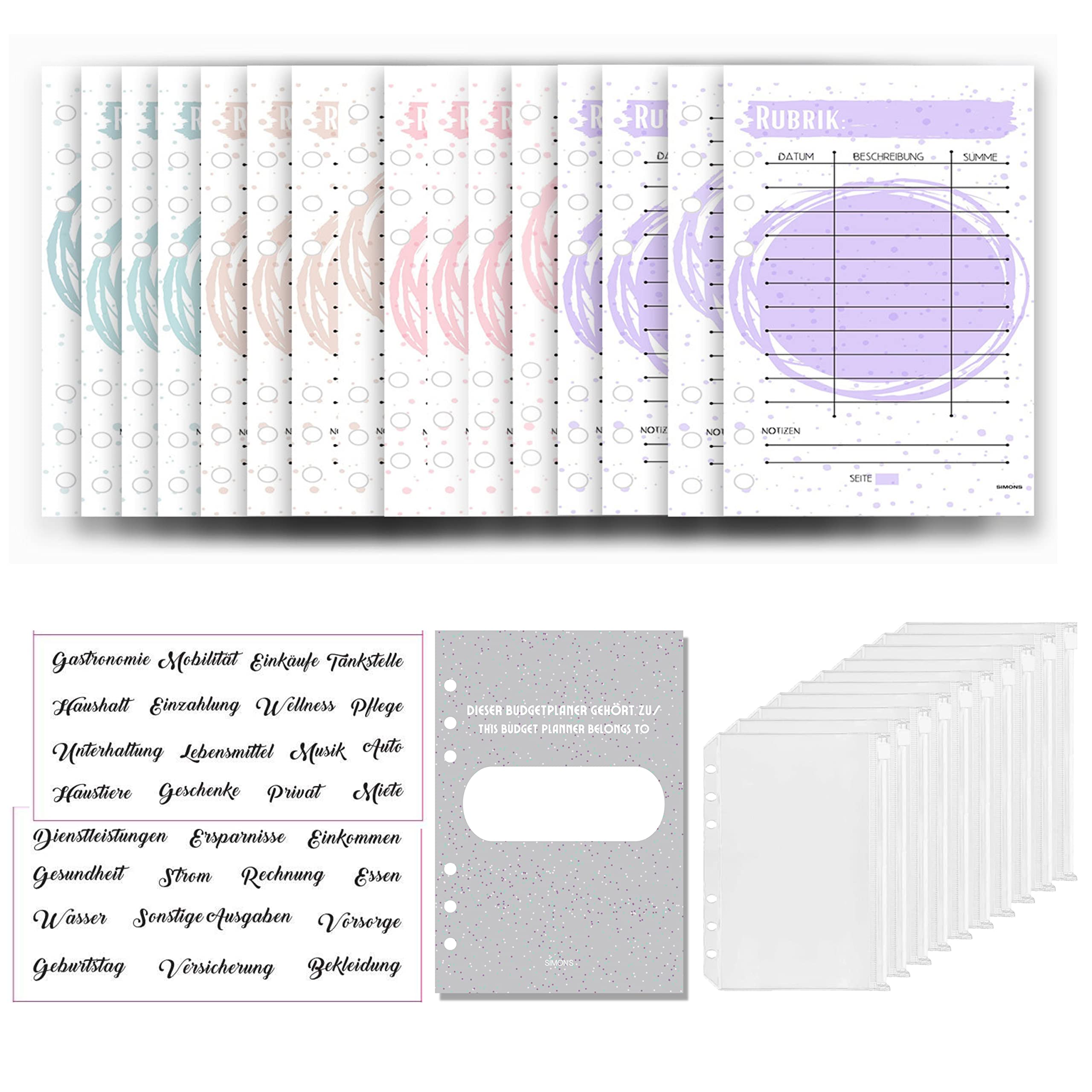 Accessories for budget folders A6 size (budget set-Simons)