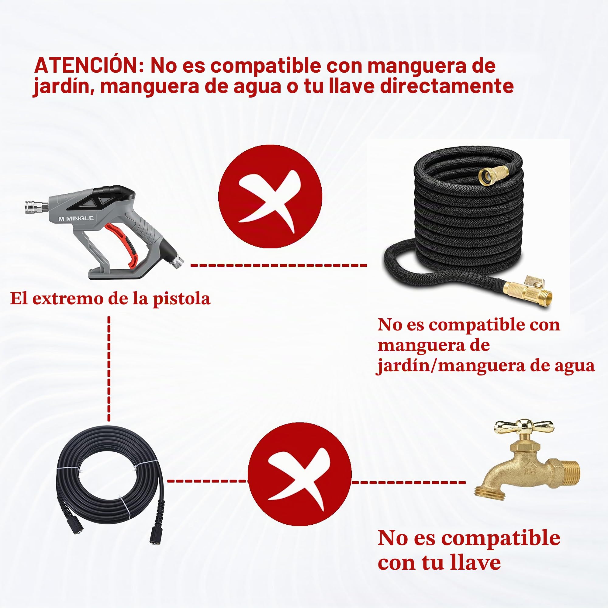 M MINGLE Pistola de lavado de espuma de nieve de alta presión, lavadora eléctrica de cañón de espuma de 4000 PSI con acoplamiento rápido de 1/4", con 5 puntas de boquilla de lavado a presión (1) litro