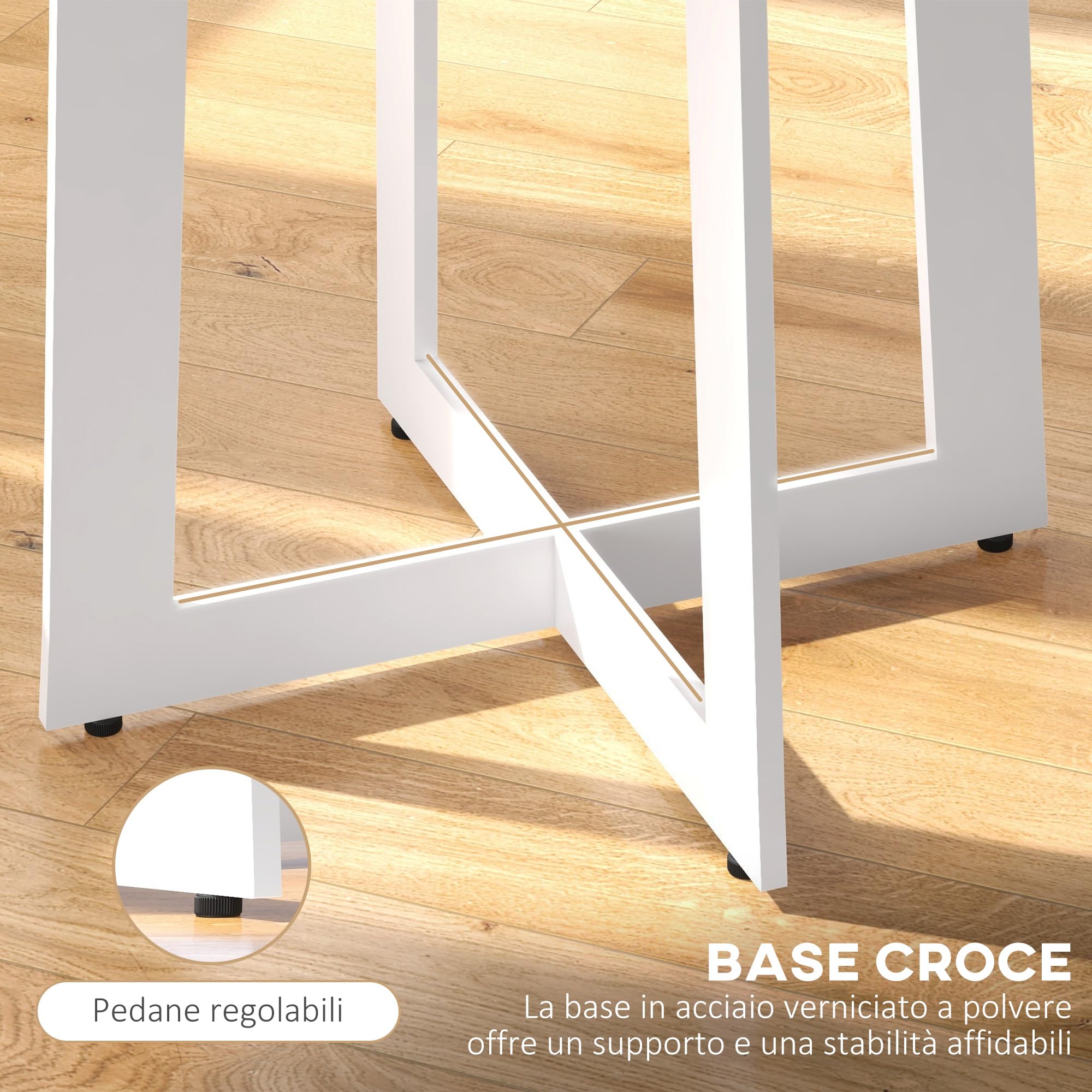 HOMCOM Tavolo da Pranzo Rotondo per 4 Persone, Tavolo da Cucina Moderno con Piano in Legno, Ø100x75cm, Bianco