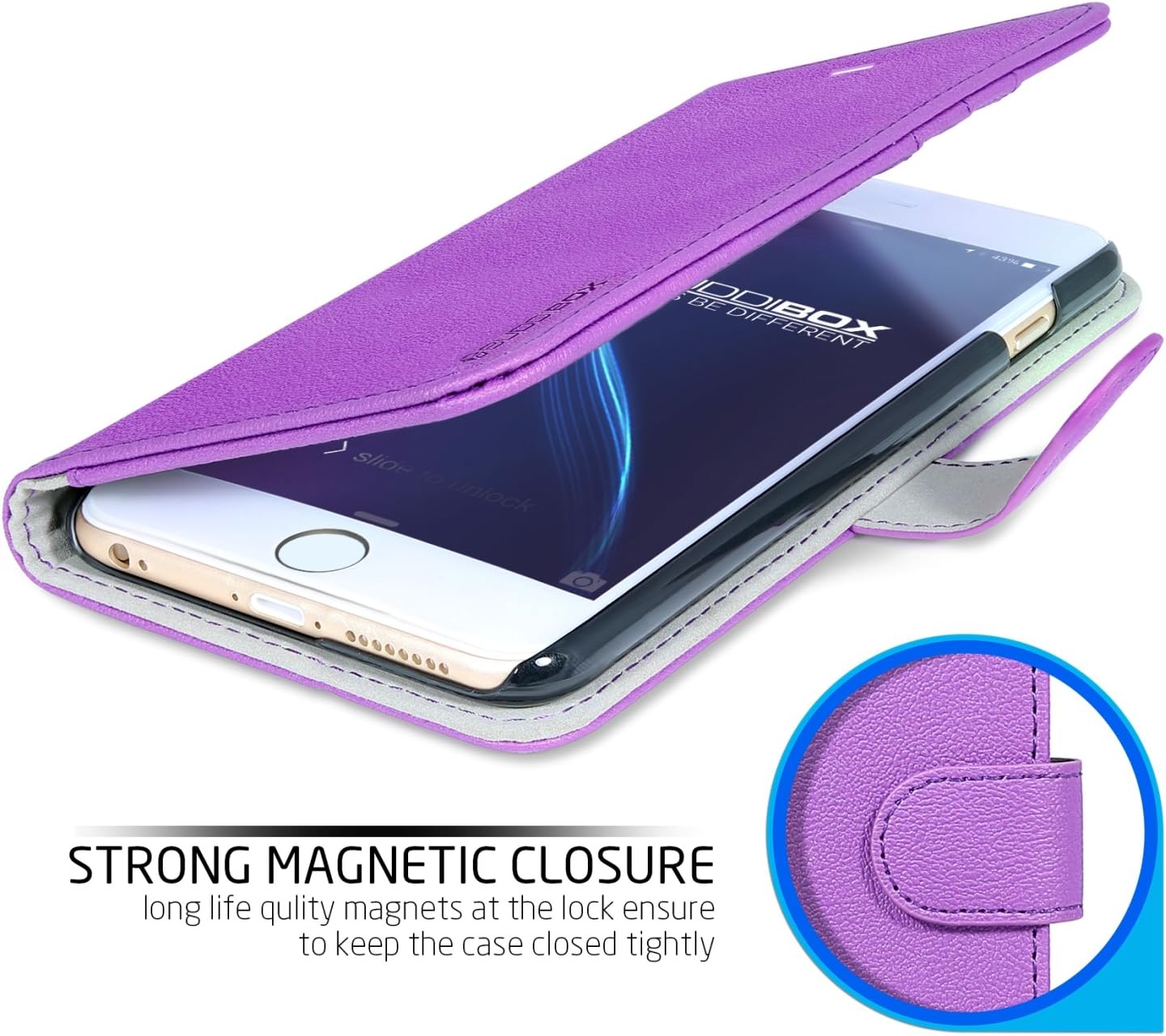 iPhone 6 Case, BUDDIBOX [Wallet Case] Premium PU Leather Wallet Case with [Kickstand] Card Holder and ID Slot for Apple iPhone 6, (Purple)