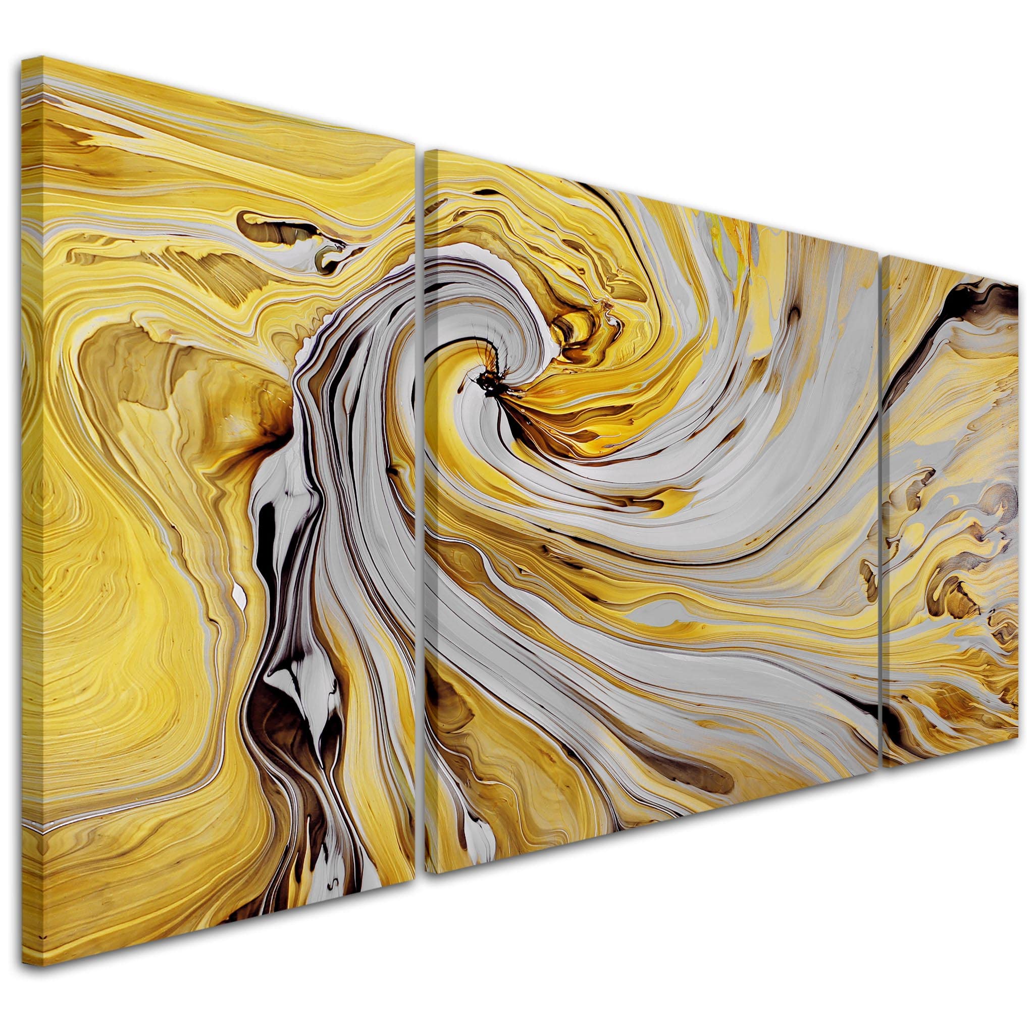 Wallfillers Mustard Yellow Grey Abstract Painting Canvas Wall Art Print - 3AC290 XXL - 191x65cm