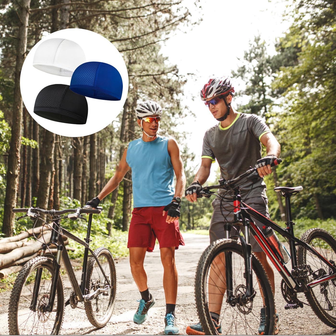 SSKHE 3 Pièces Bonnet Vélo Été, Calotte Doublure De Casque Respirant, Sous Casque Moto pour Le Cyclisme, La Course à Pied, Le Baseball Et La Moto