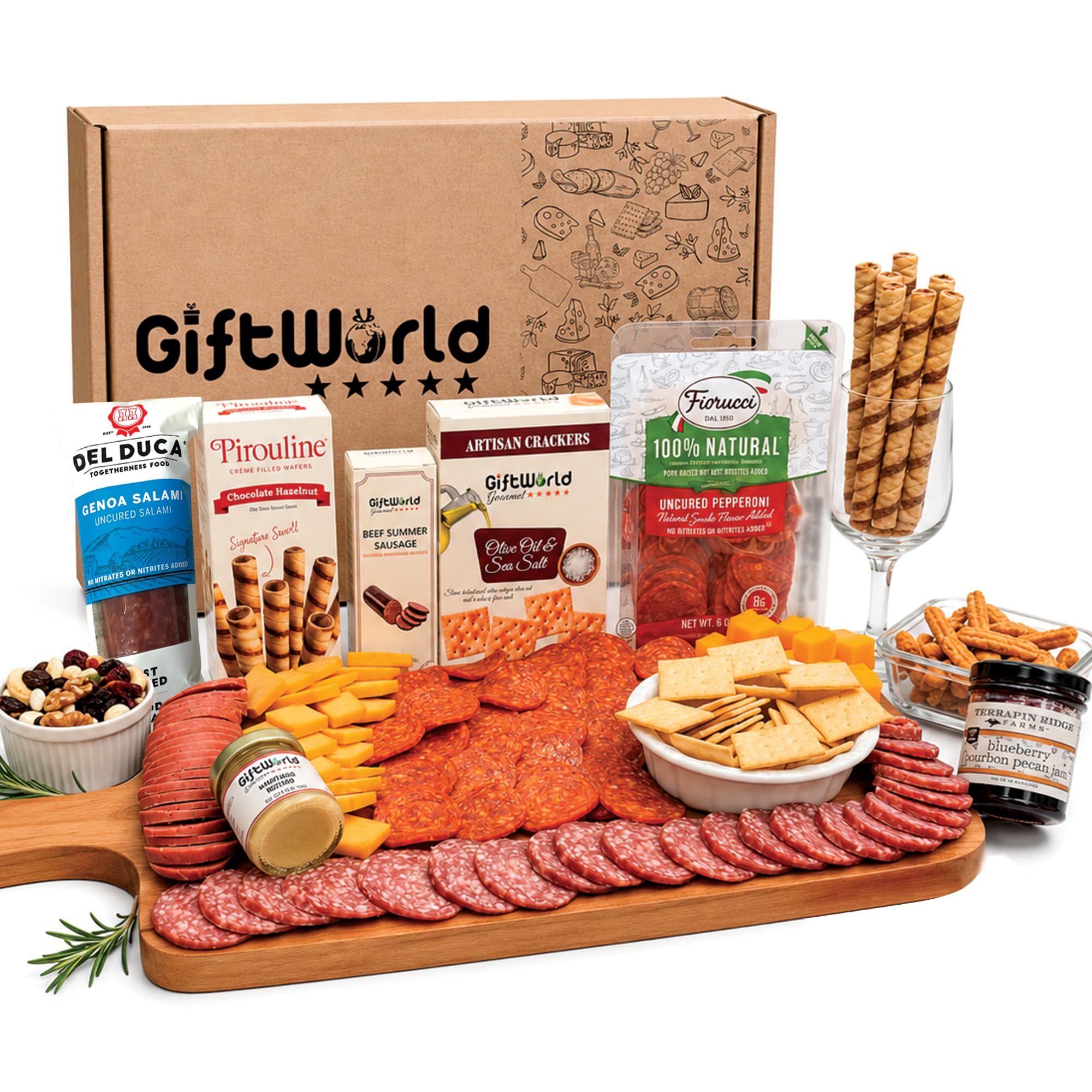 Deluxe Meat and Cheese Gift Basket Assortment Charcuterie Food Items | Meat Cheese Assort…