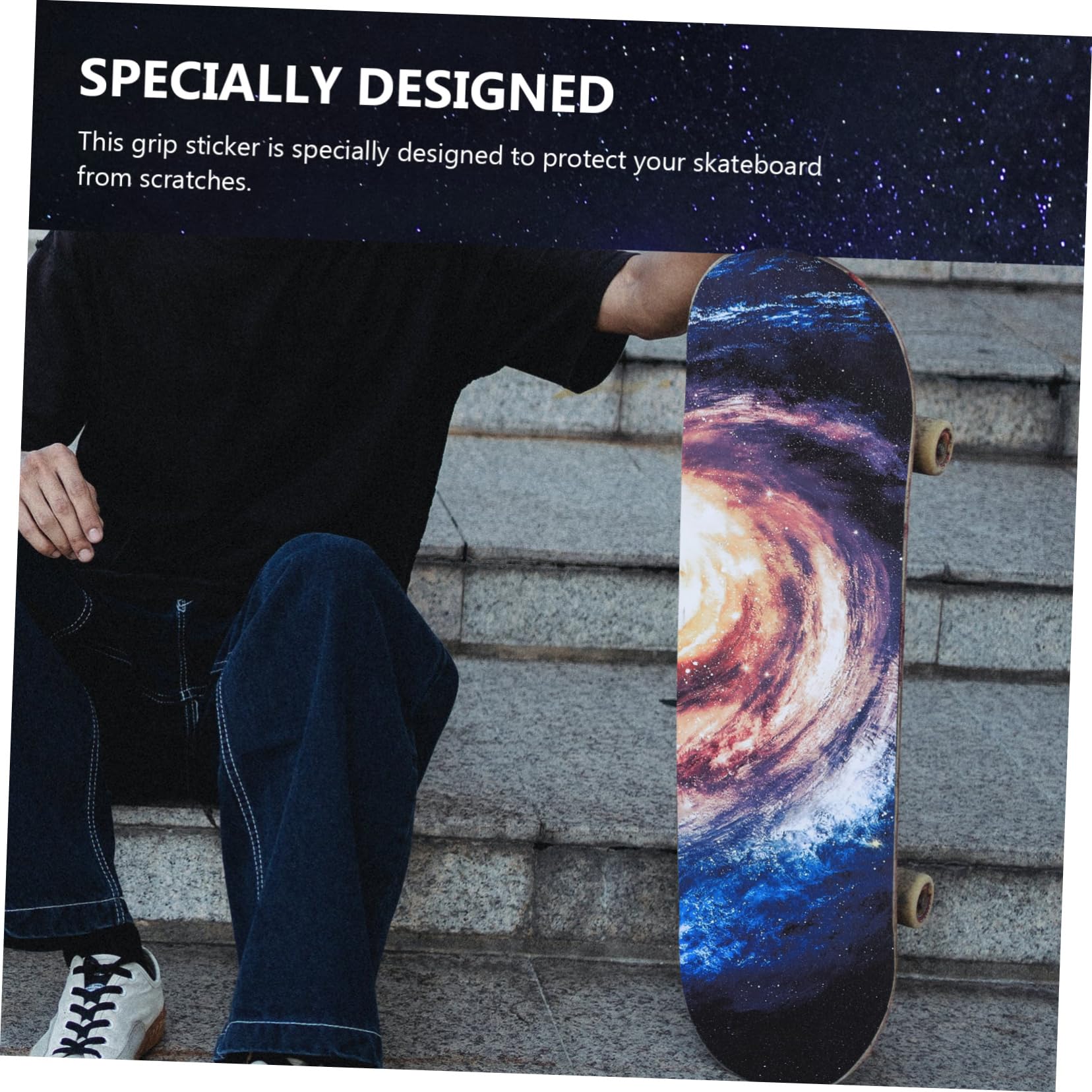 Toyvian 2 Pièces Quatre Roues Skateboard Grip Tape Étanche Autocollant Sandpaper pour Skateboard Accessoire Durable à Eau