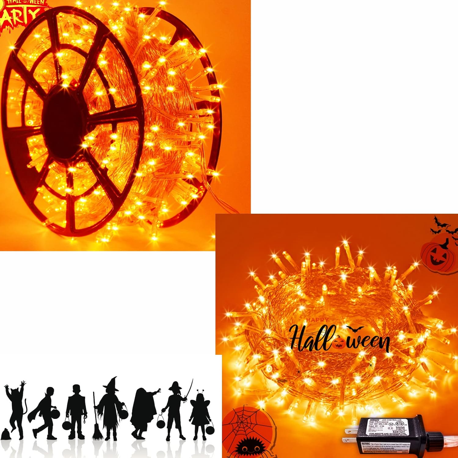 JMEXSUSS 600 LED Orange String Lights / 200 LED Orange String Lights